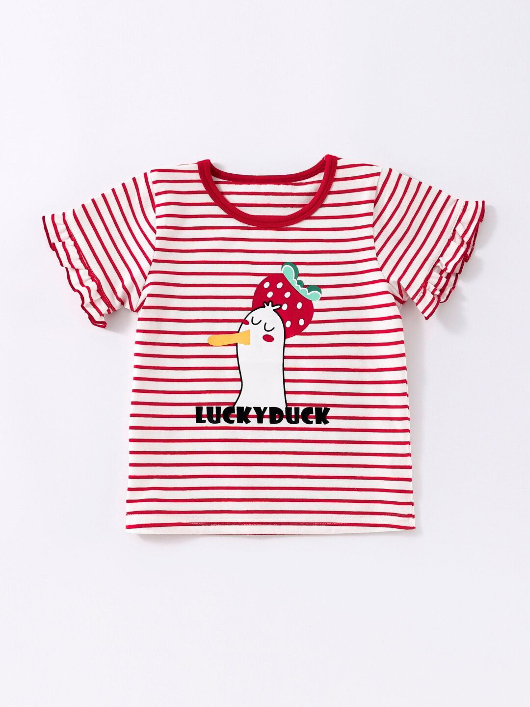 

StyleCast Girls Red Striped Cotton Opaque Casual Top