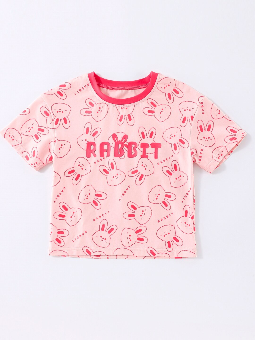 

StyleCast Pink Typography Print Round Neck Short Sleeves Cotton Top