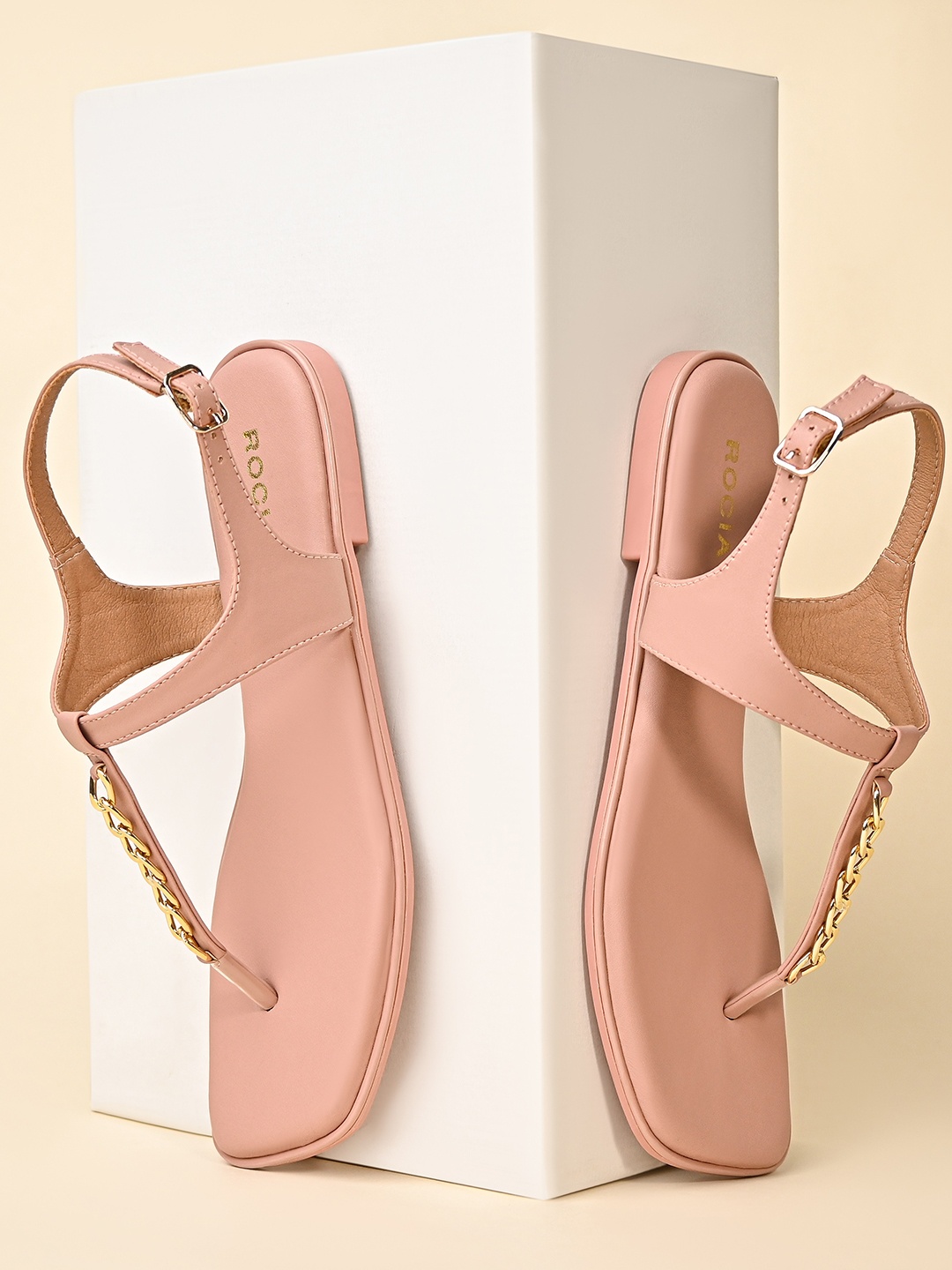 

Rocia Open Toe T-Strap Flats, Pink