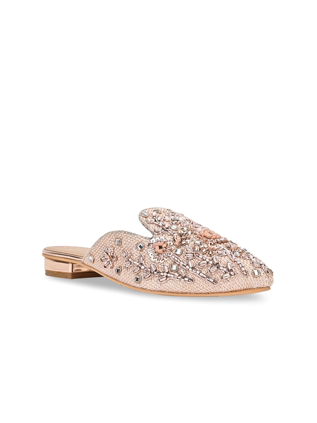 

Rocia Embellished Pointed Toe Mules, Rose gold