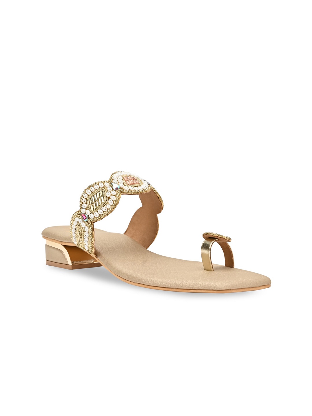 

Rocia Embellished One Toe Block Heels, Gold