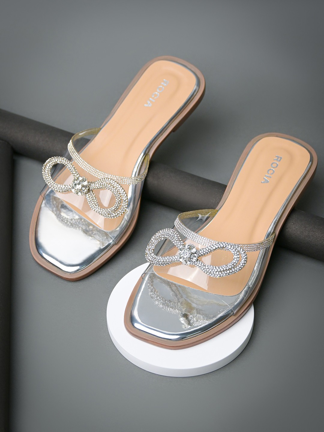 

Rocia Embellished Open Toe Flats, Silver