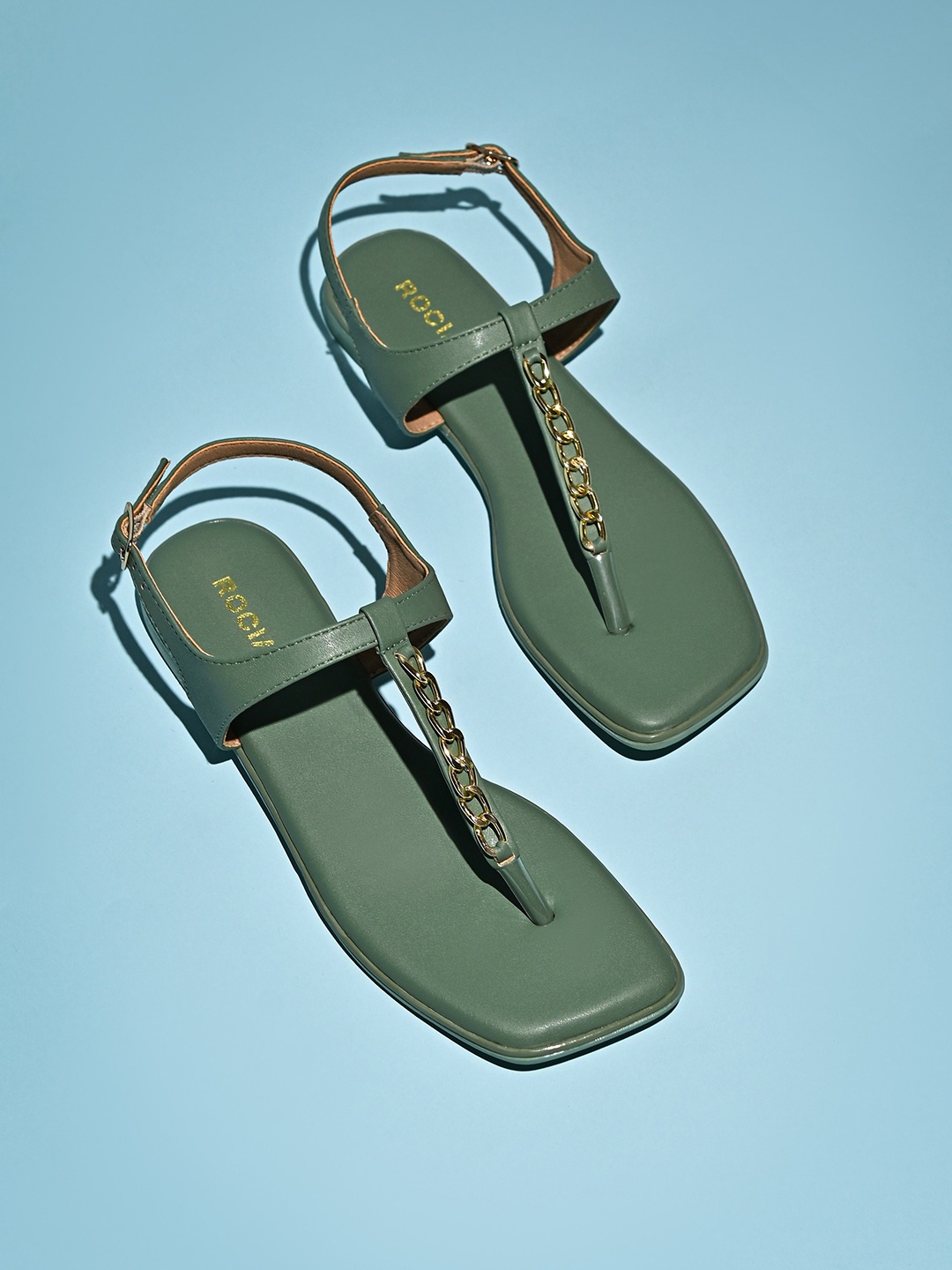 

Rocia Embellished T-Strap Flats, Green