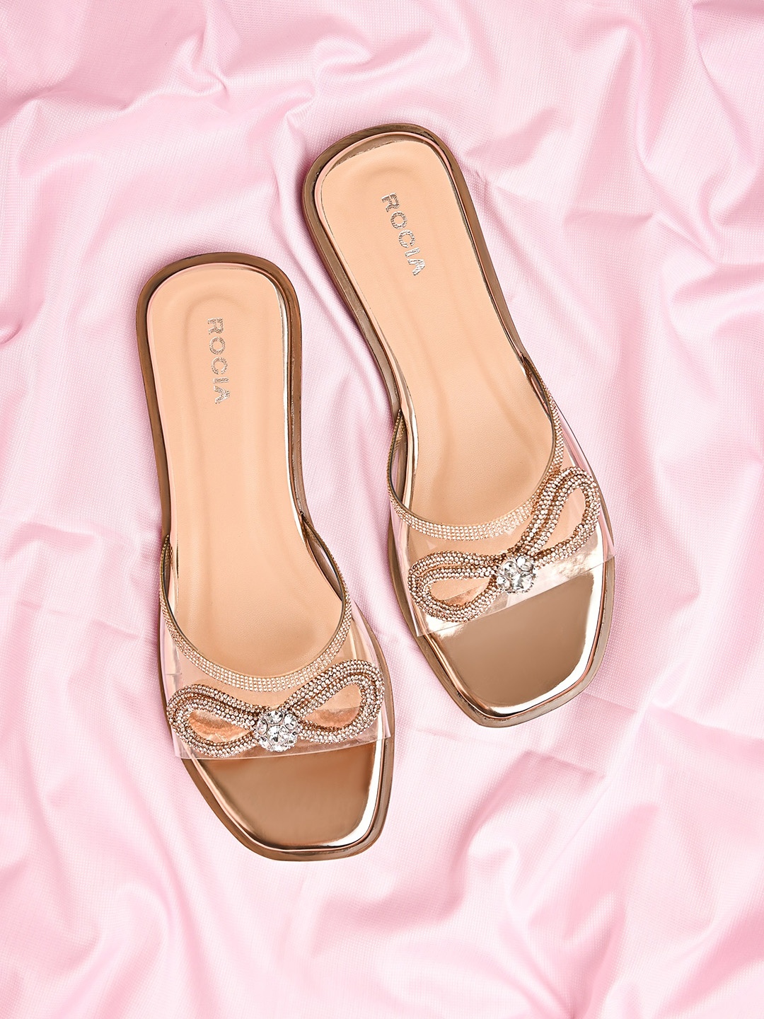 

Rocia Embellished Open Toe Flats, Rose gold