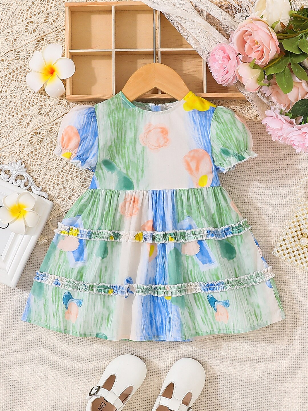 

StyleCast Girls Green & White Floral Printed A-Line Dress