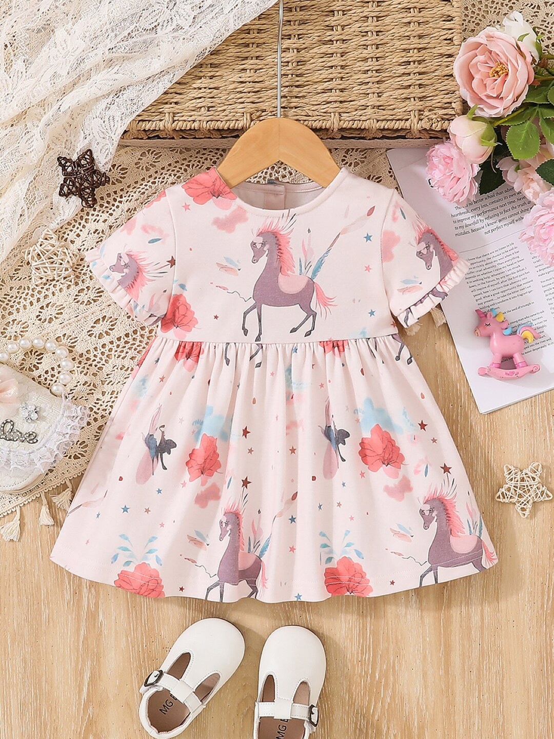 

StyleCast Pink Infant Girls Conversational Printed Pure Cotton Fit & Flare Dress