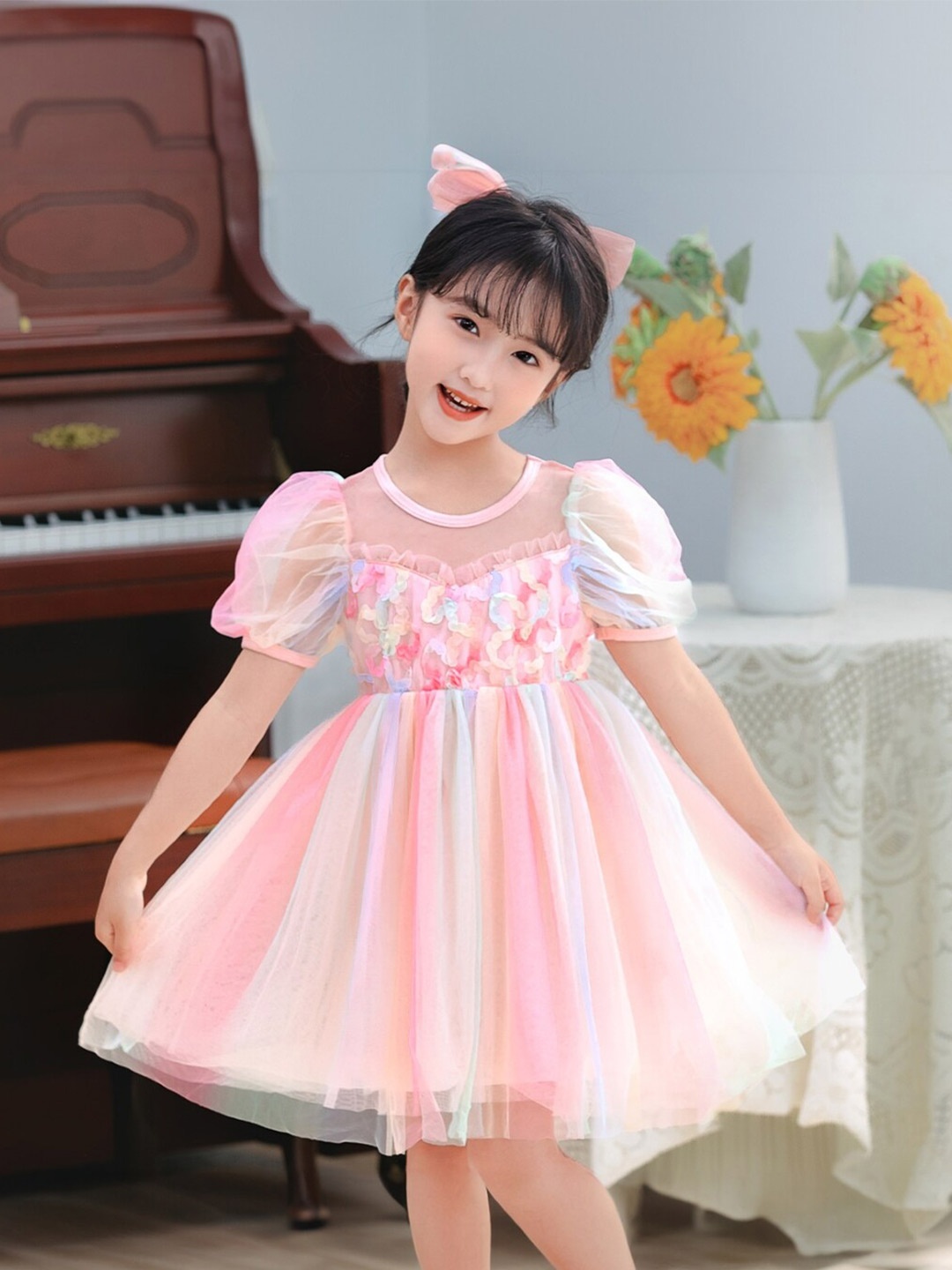 

StyleCast Girls Pink Round Neck A-Line Dress