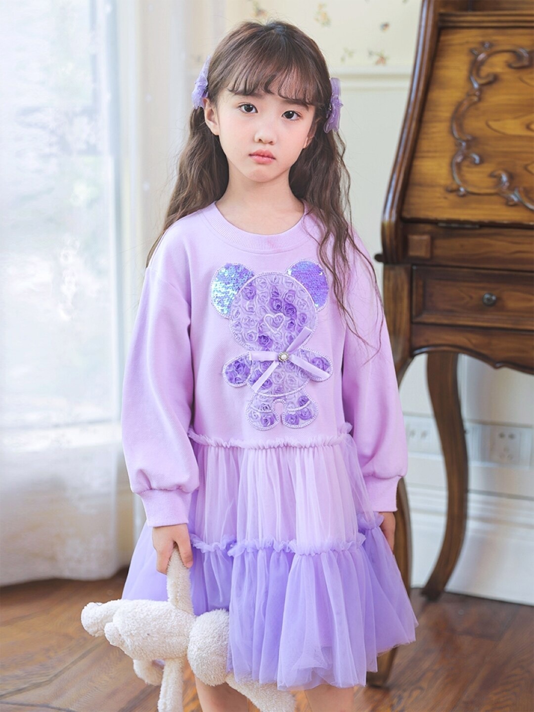 

StyleCast Girls Purple Floral Printed Drop-Waist Dress