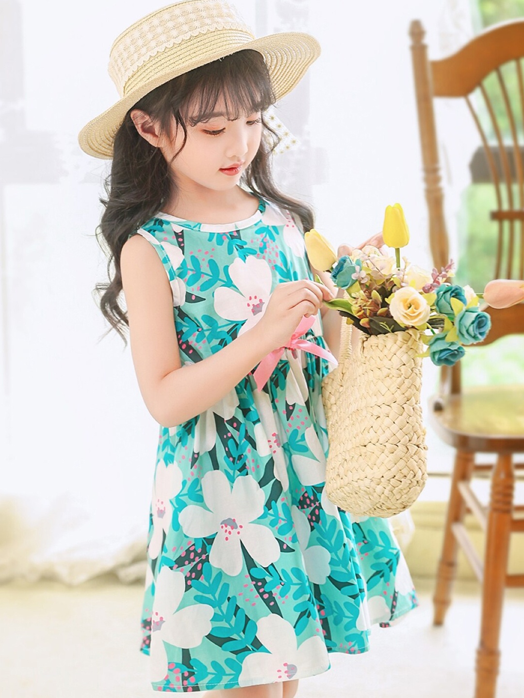 

StyleCast Girls Green & White Floral Printed Fit & Flare Dress