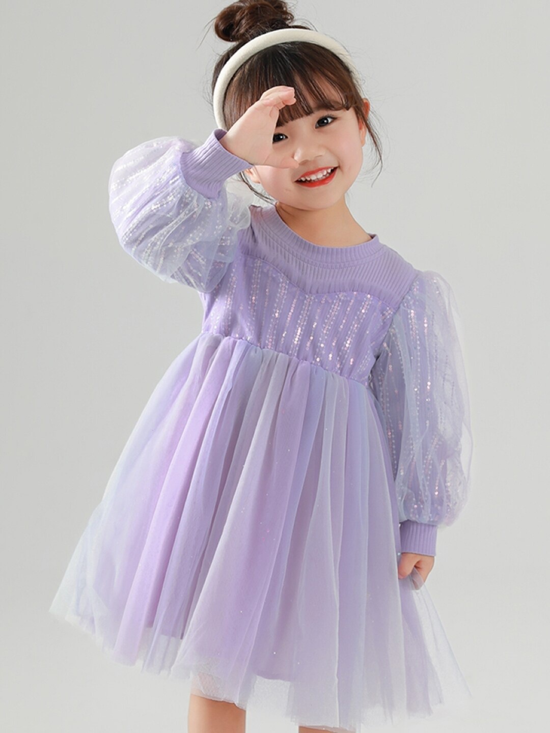 

StyleCast Purple Girls Cuffed Sleeves Fit & Flare Dress