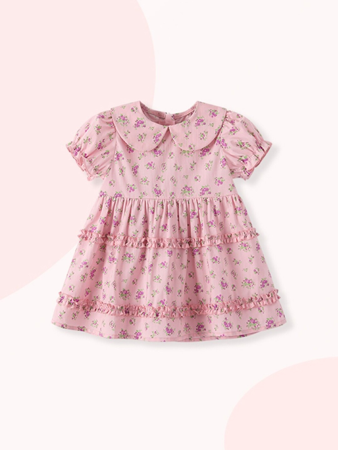 

StyleCast Puff Sleeves Floral Print Peter Pan Collar Fit & Flare Dress, Pink