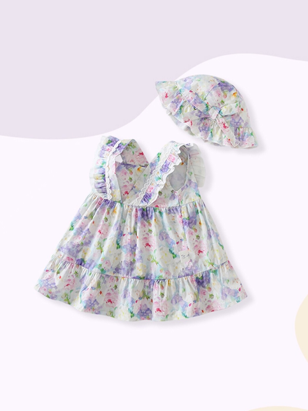 

StyleCast Girls Purple & white Floral Print Cotton Fit & Flare Dress