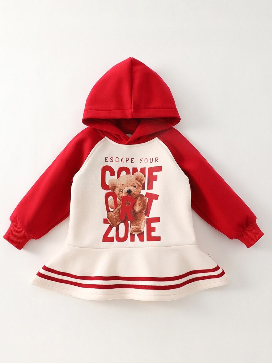 

StyleCast Girls Off White Typography Printed Hooded A-Line Dress