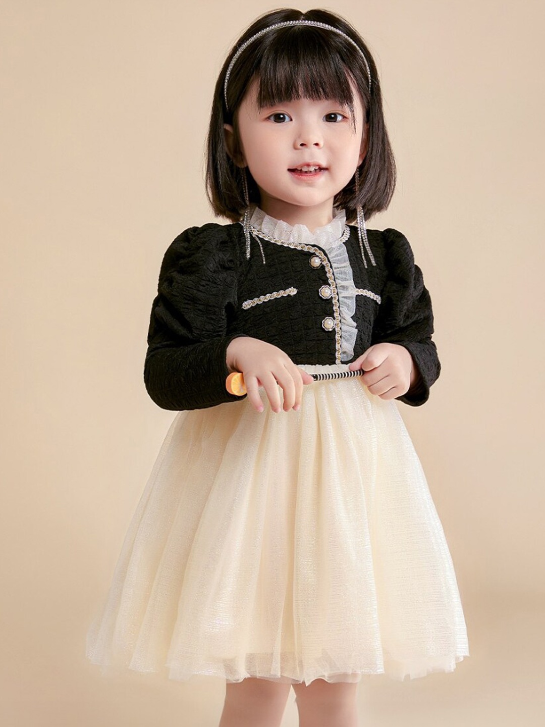 

StyleCast Girls Black Self Design Fit & Flare Mini Dress