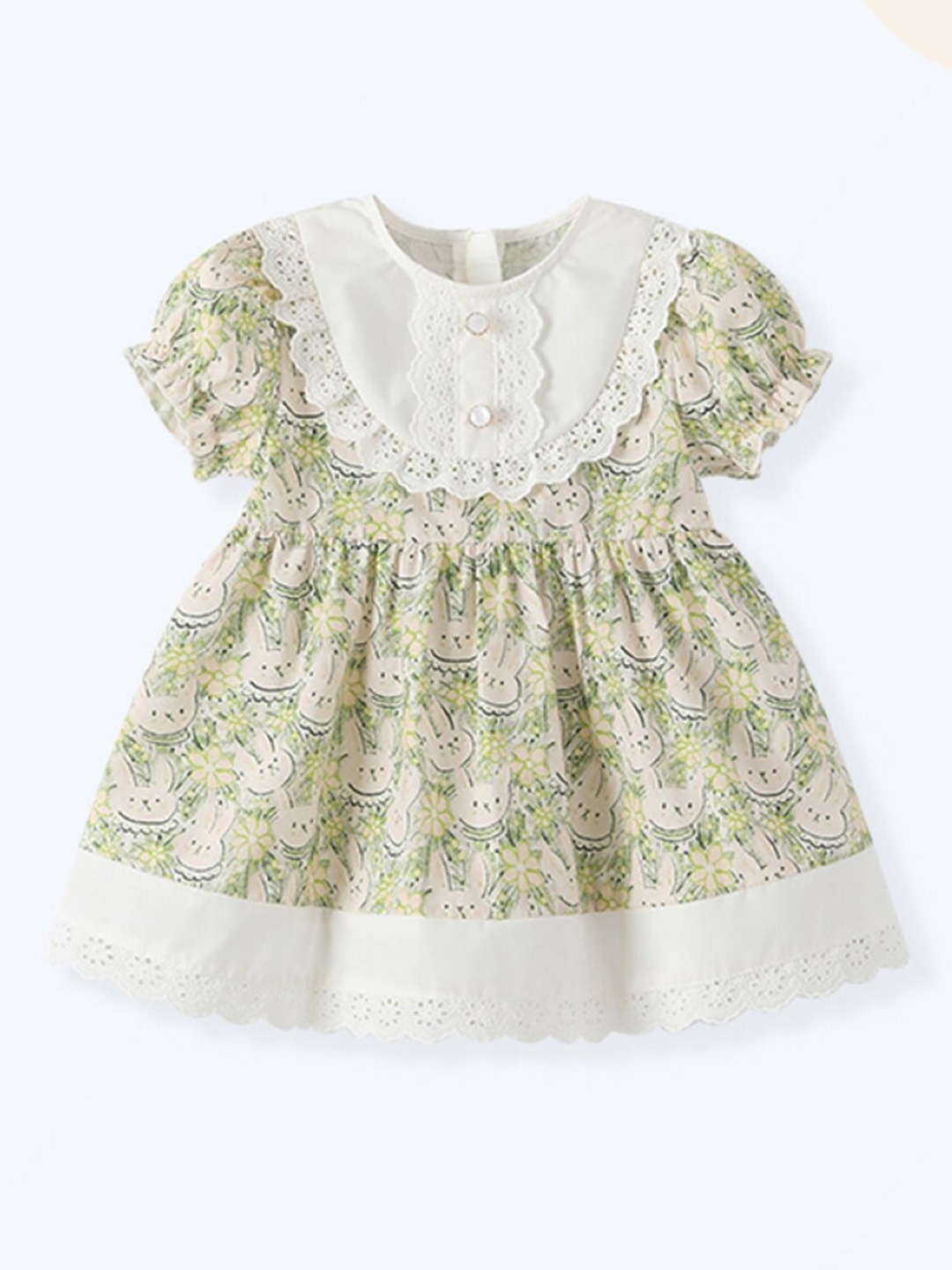 

StyleCast Girls Green & White Floral Print Cotton Fit & Flare Dress