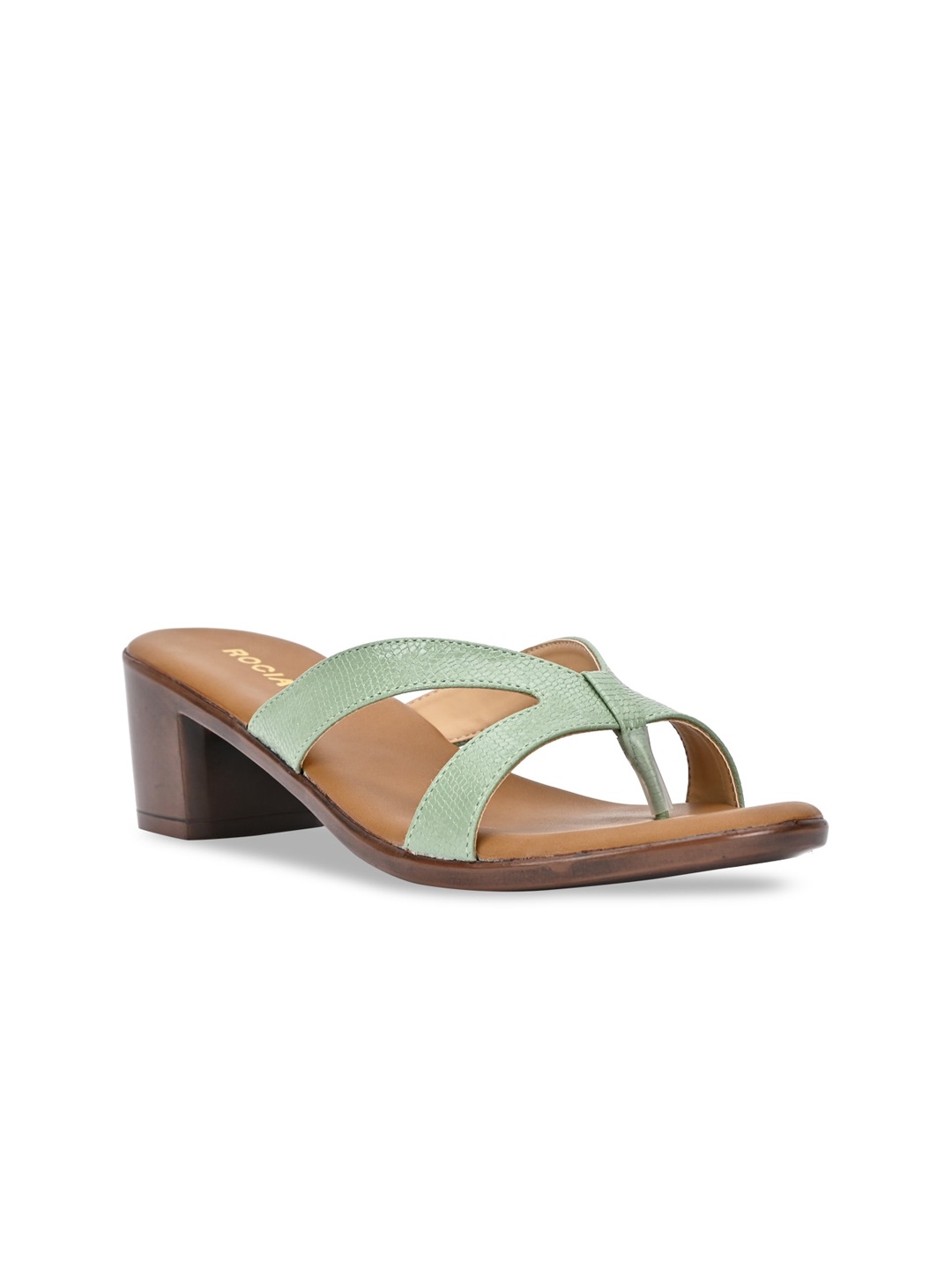 

Rocia Textured Open Toe Block Heels, Green