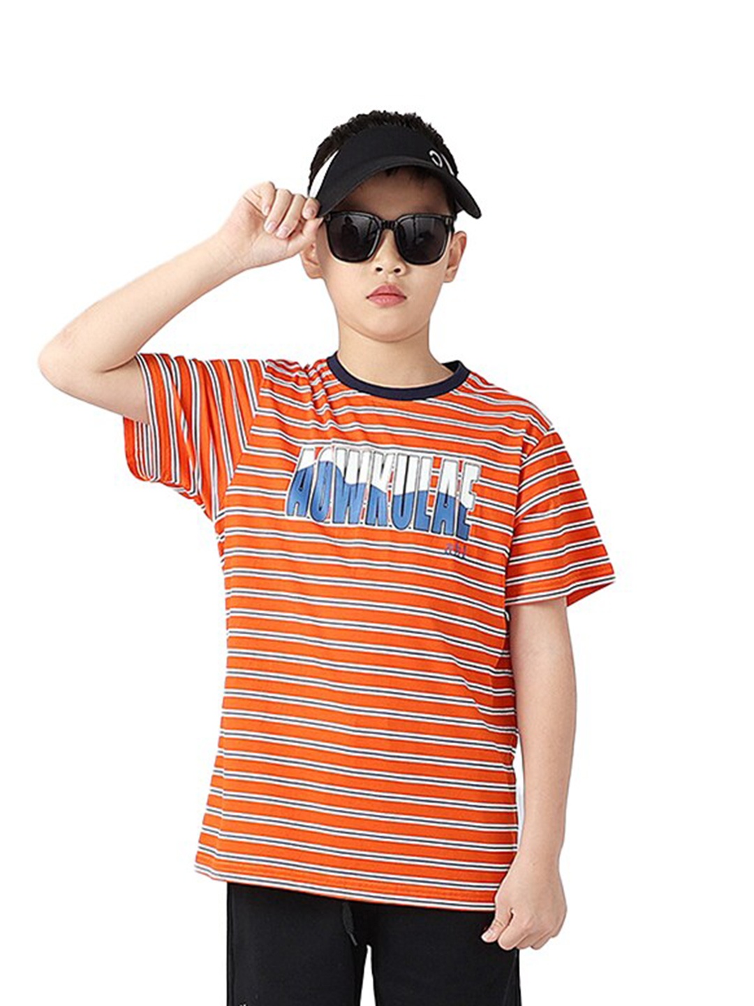 

StyleCast x Revolte Boys Striped Cotton T-Shirt, Orange
