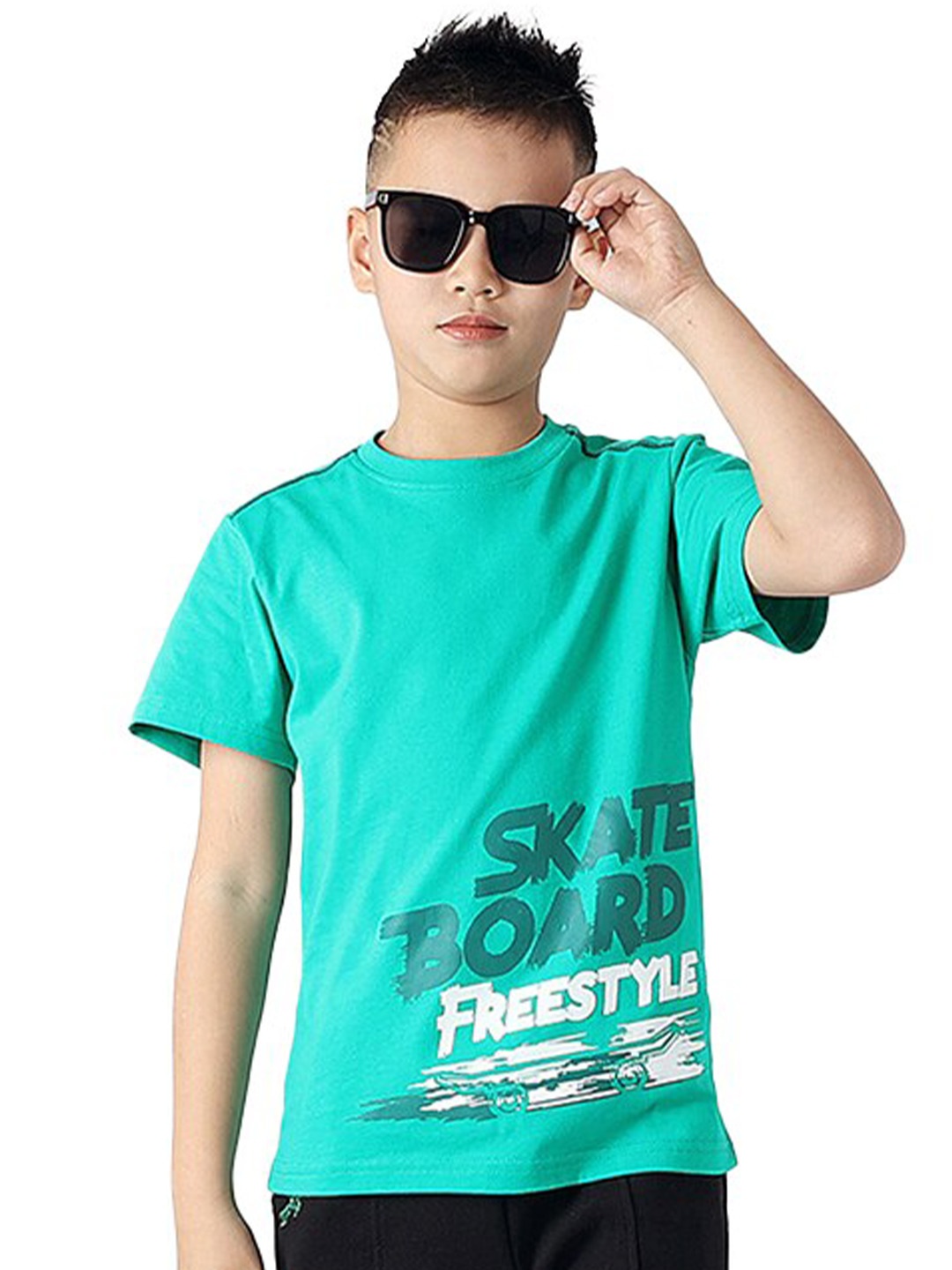 

StyleCast x Revolte Boys Typography Printed Cotton T-Shirt, Green