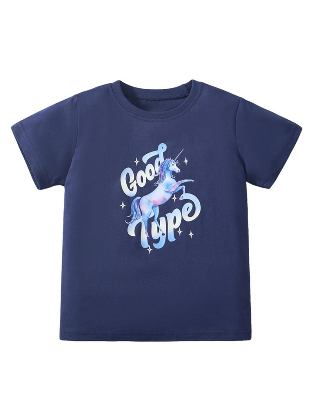 

StyleCast x Revolte Girls Typography Printed Cotton T-Shirt, Navy blue