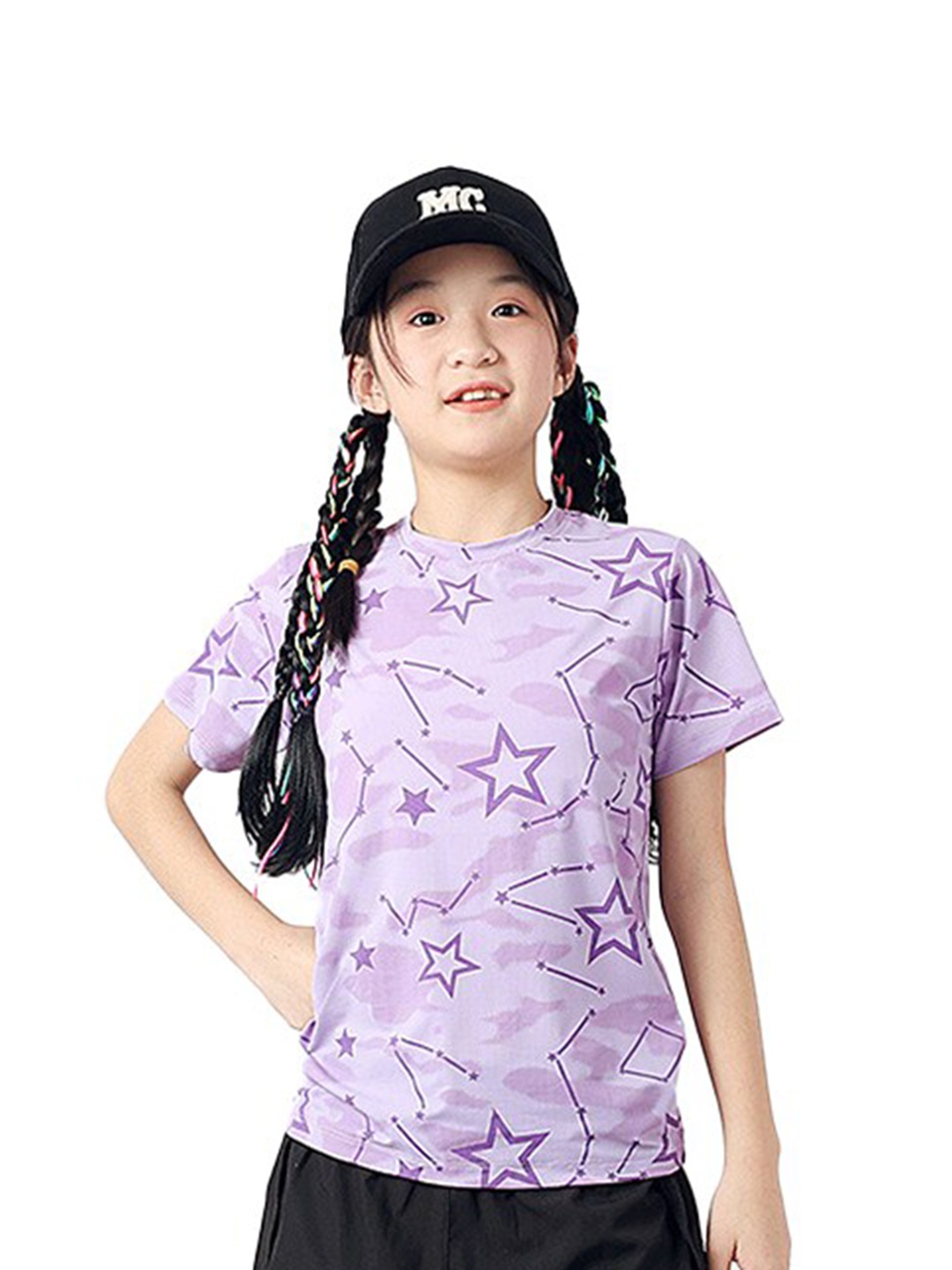 

StyleCast x Revolte Girls Conversational Printed Cotton T-Shirt, Purple