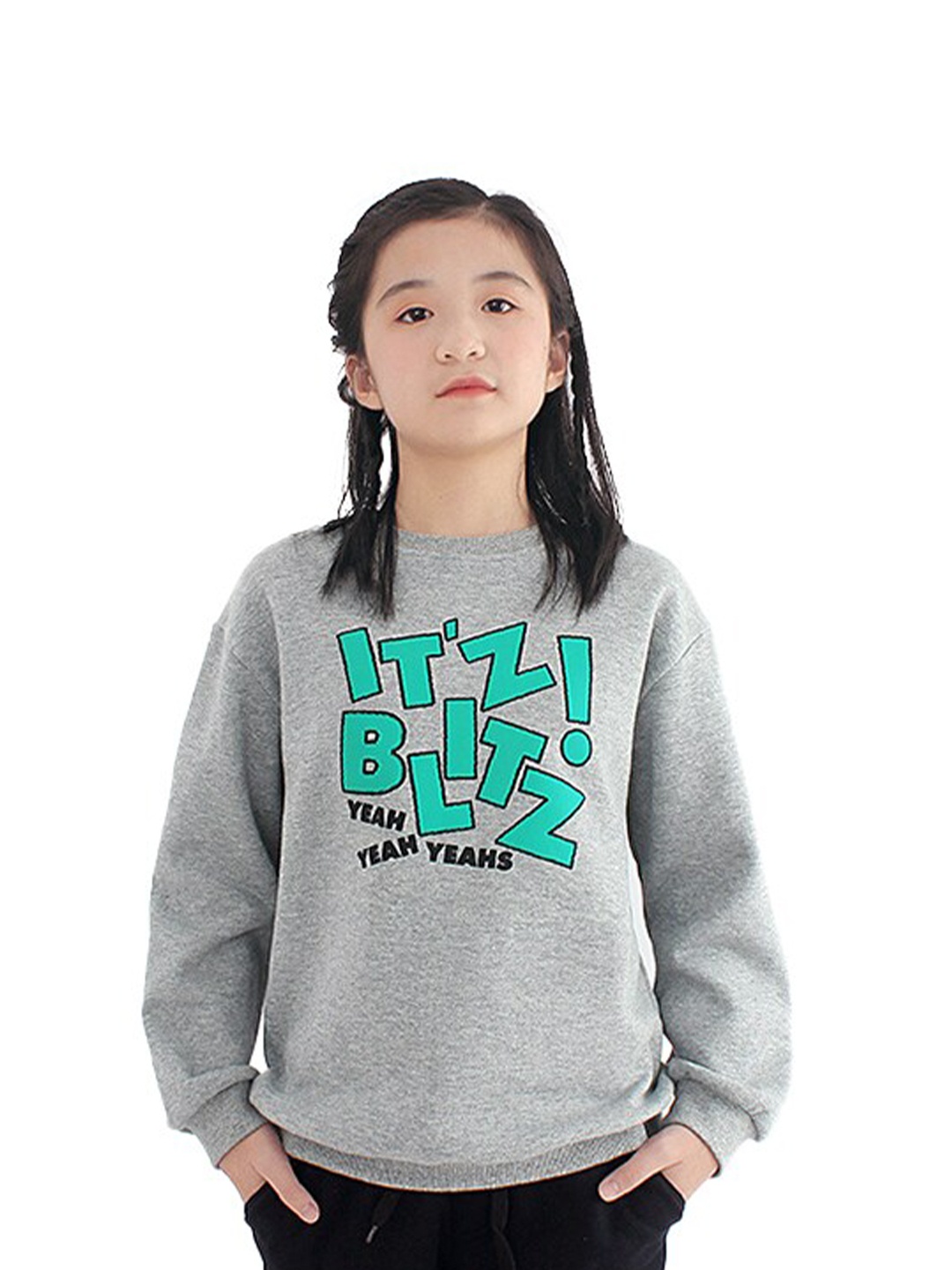 StyleCast x Revolte Typography Printed Cotton Sweatshirts, Grey