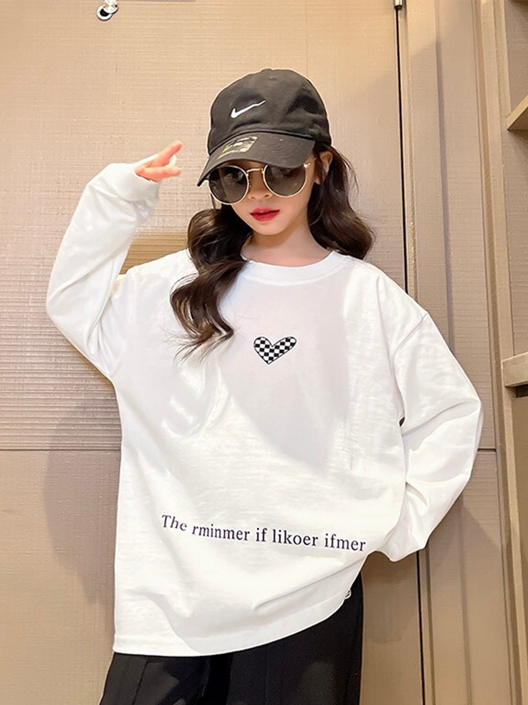 

StyleCast x Revolte Girls White Typography Print Round Neck Top
