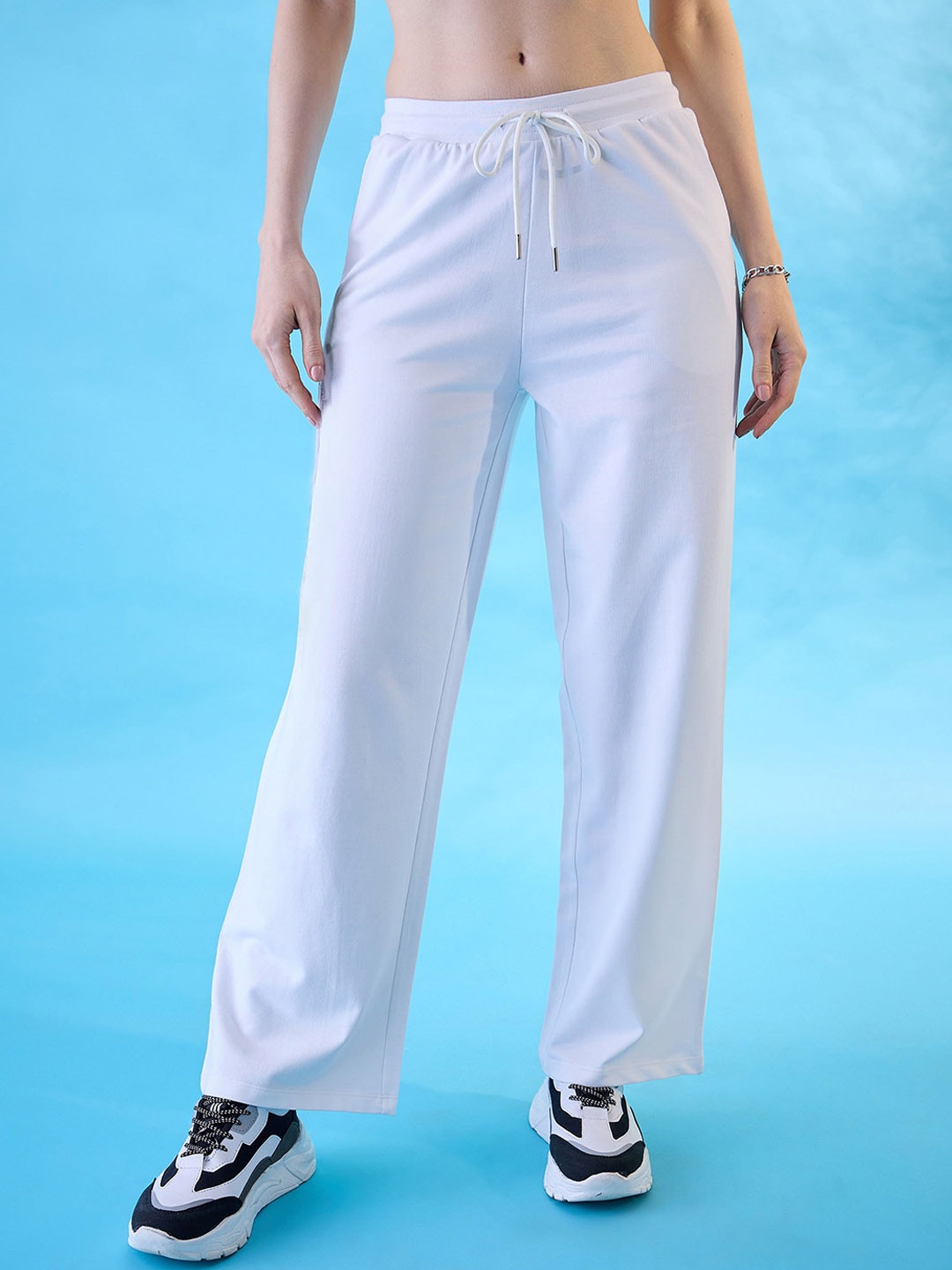 

EDRIO Women Cotton Track Pants, White