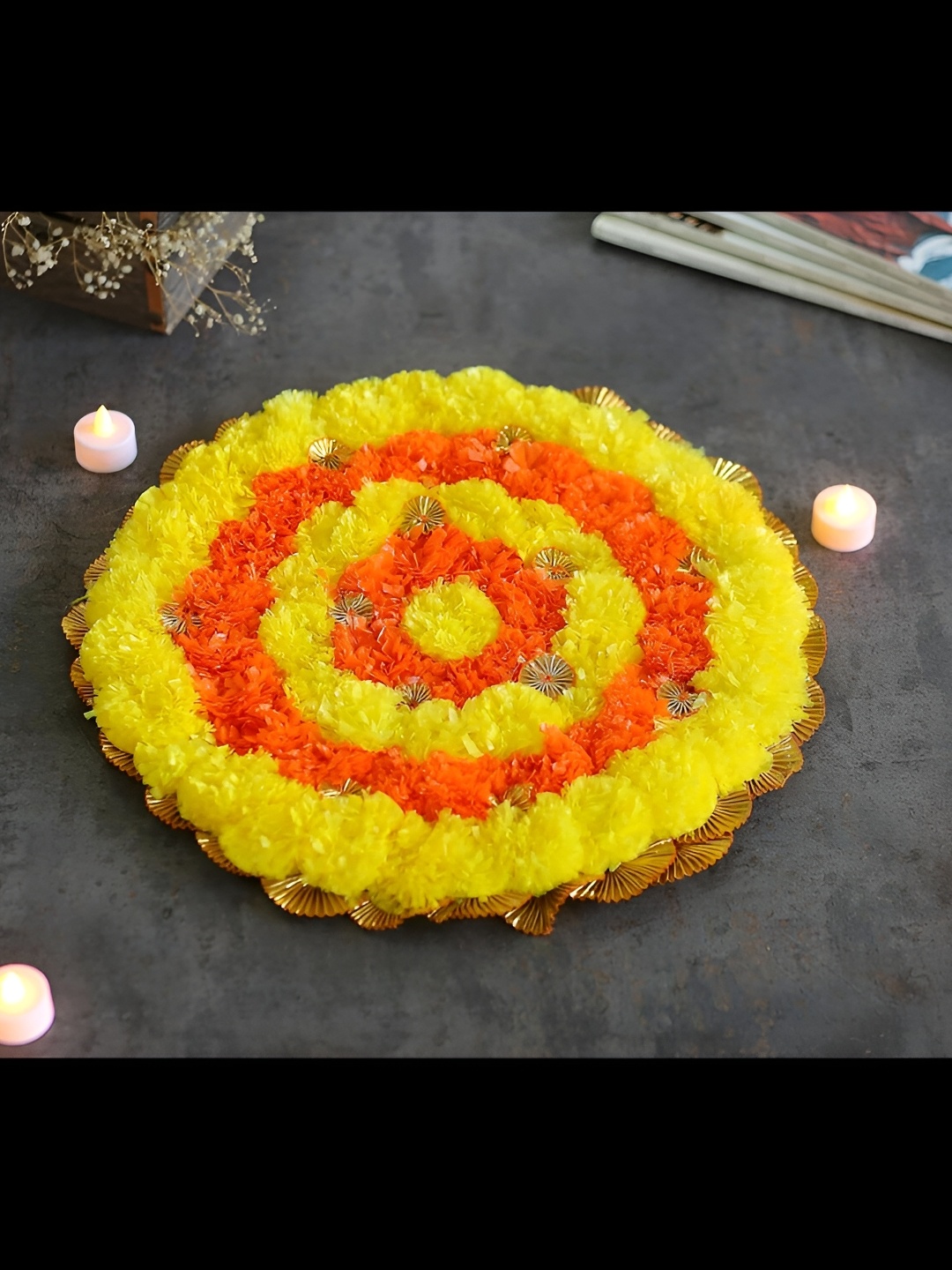 

Satyam Kraft Yellow Marigold Artificial Flower