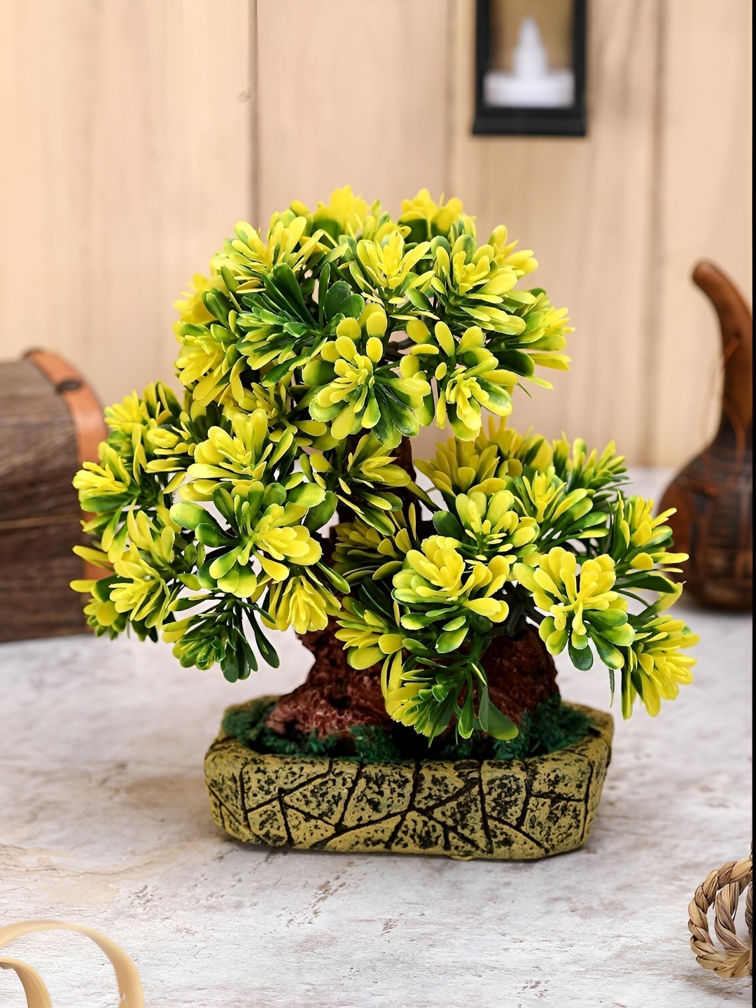 

Satyam Kraft Yellow & Green Succulent Artificial Plant With Pot