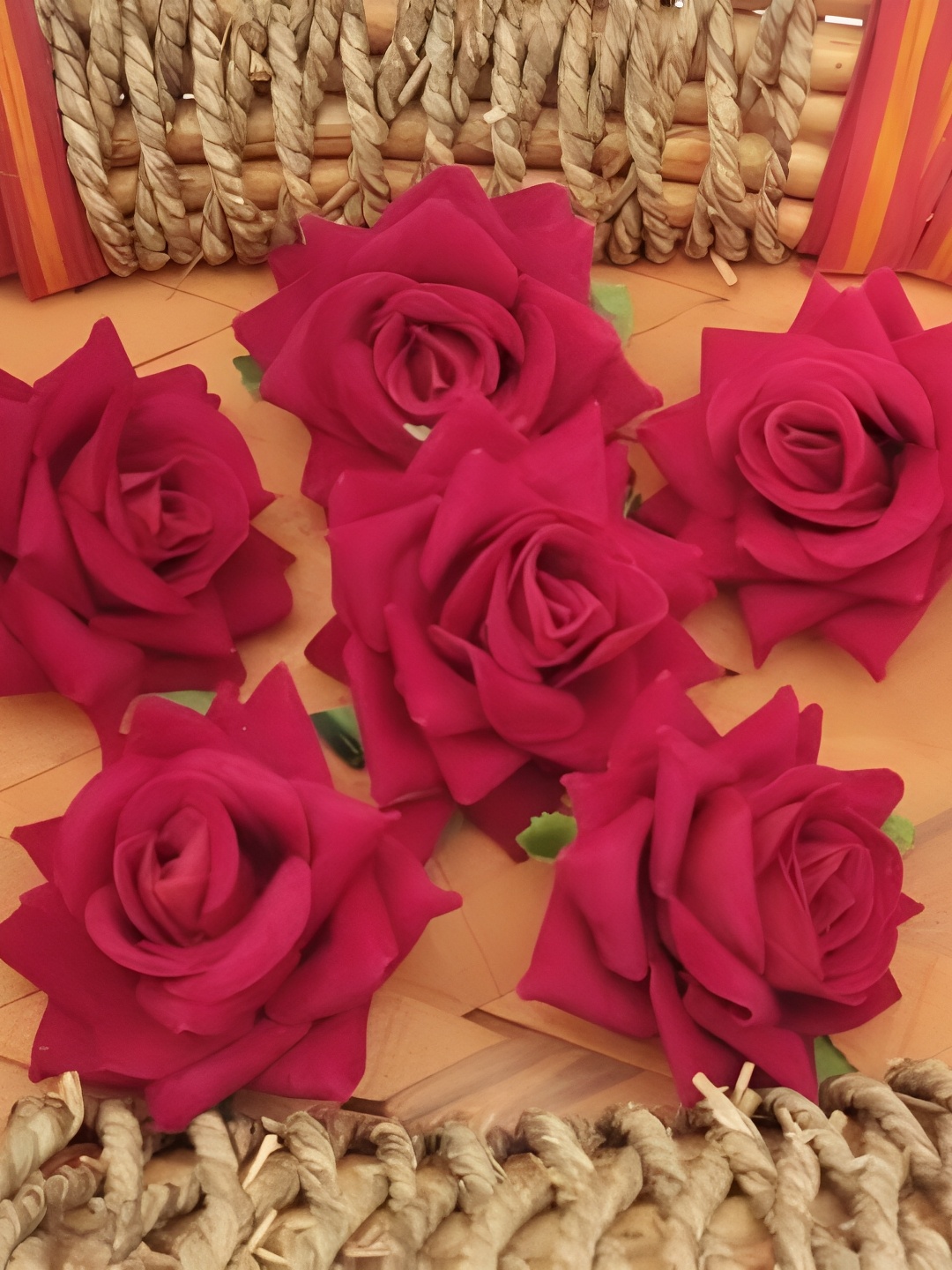 

Satyam Kraft Red 6 Pieces Rose Artificial Flowers