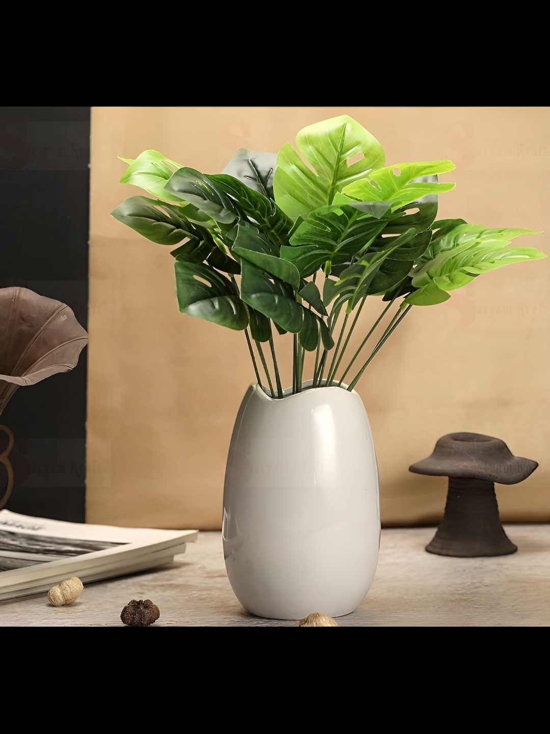 

Satyam Kraft Green 2 Pieces Palm Artificial Plants
