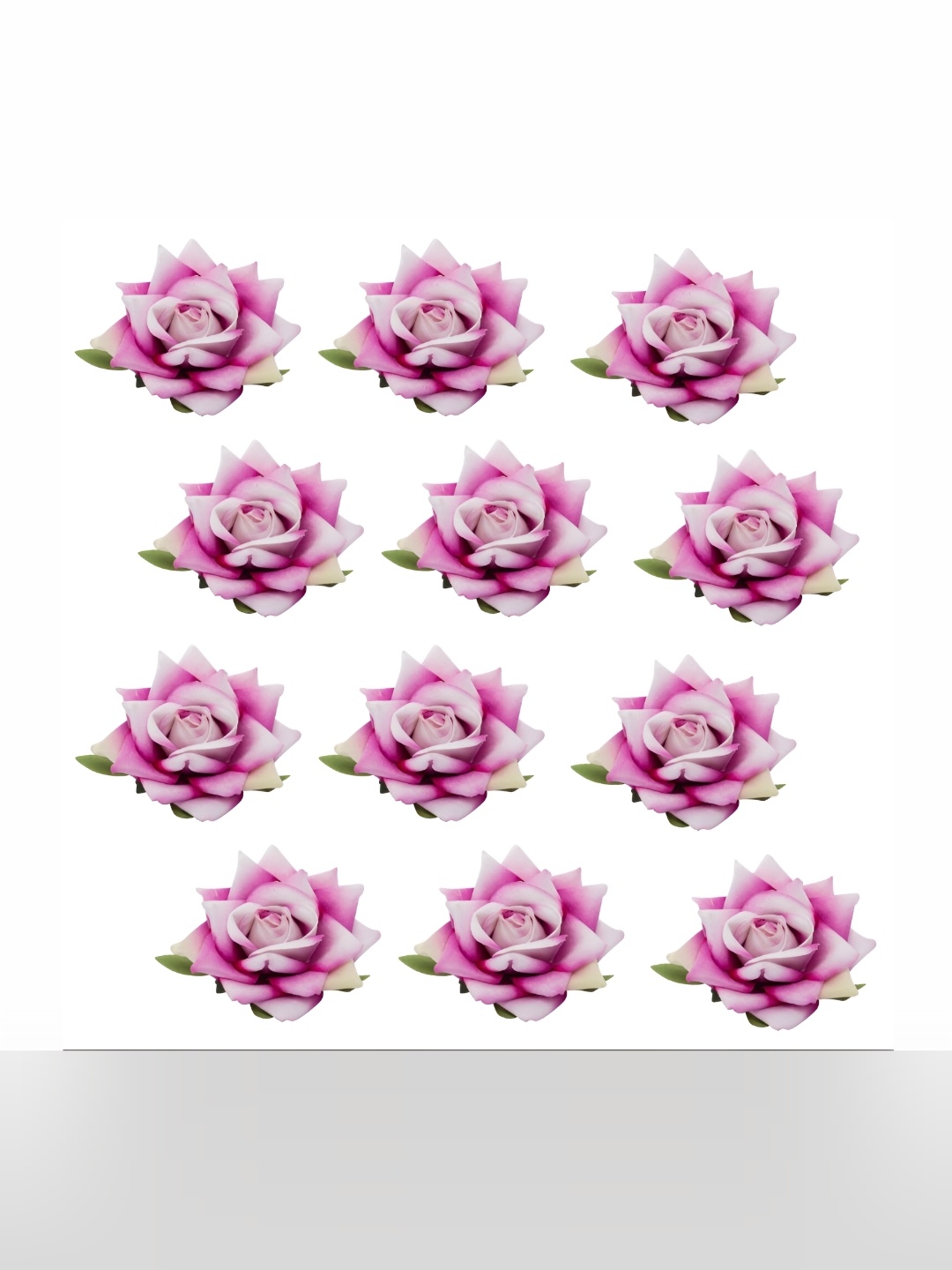 

Satyam Kraft Purple & White 12 Pieces Rose Artificial Flowers