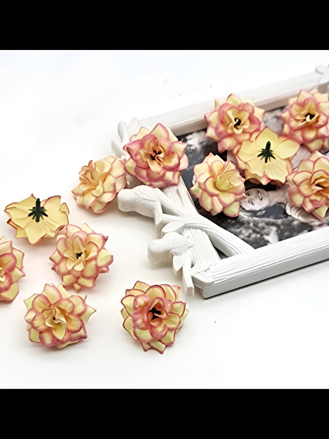 

Satyam Kraft Off White 12 Pcs Rose Artificial Flowers