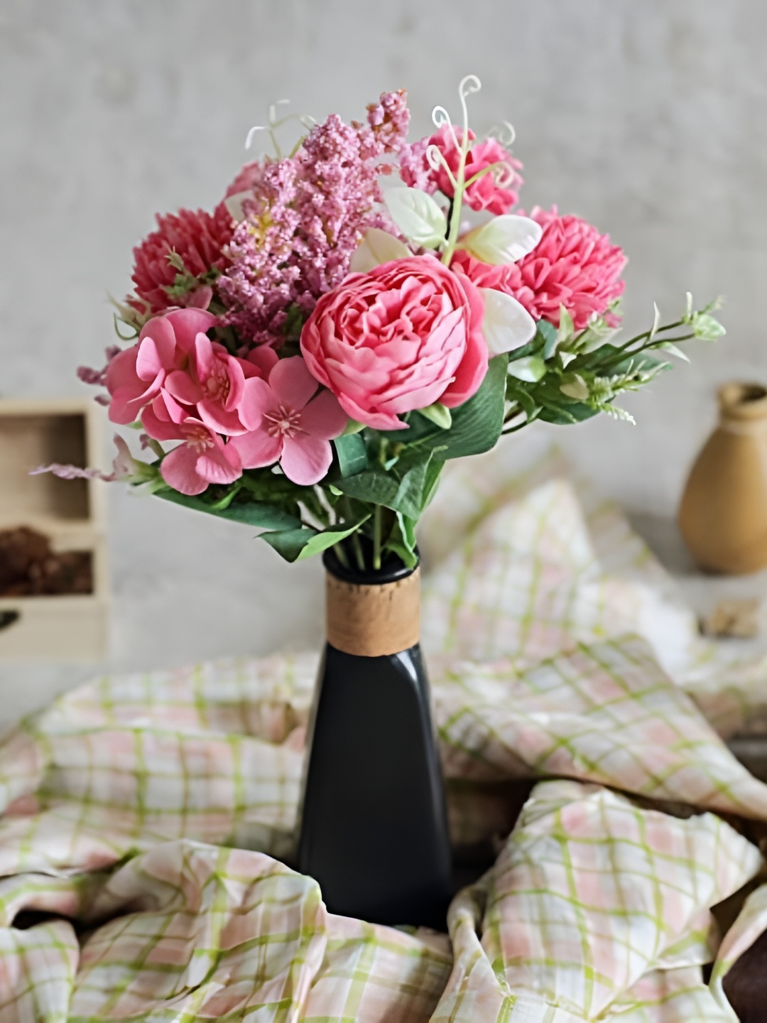 

Satyam Kraft Pink Rose Artificial Plant