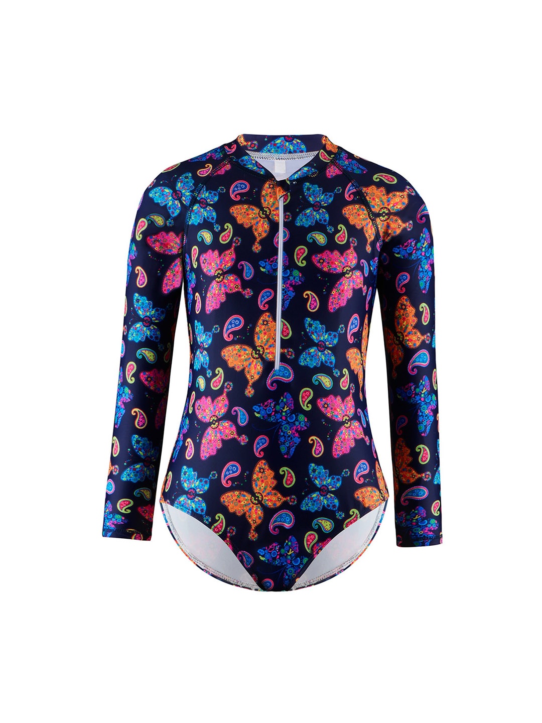 

StyleCast x Revolte Girls Navy Blue Conversational Printed Swim Bodysuit