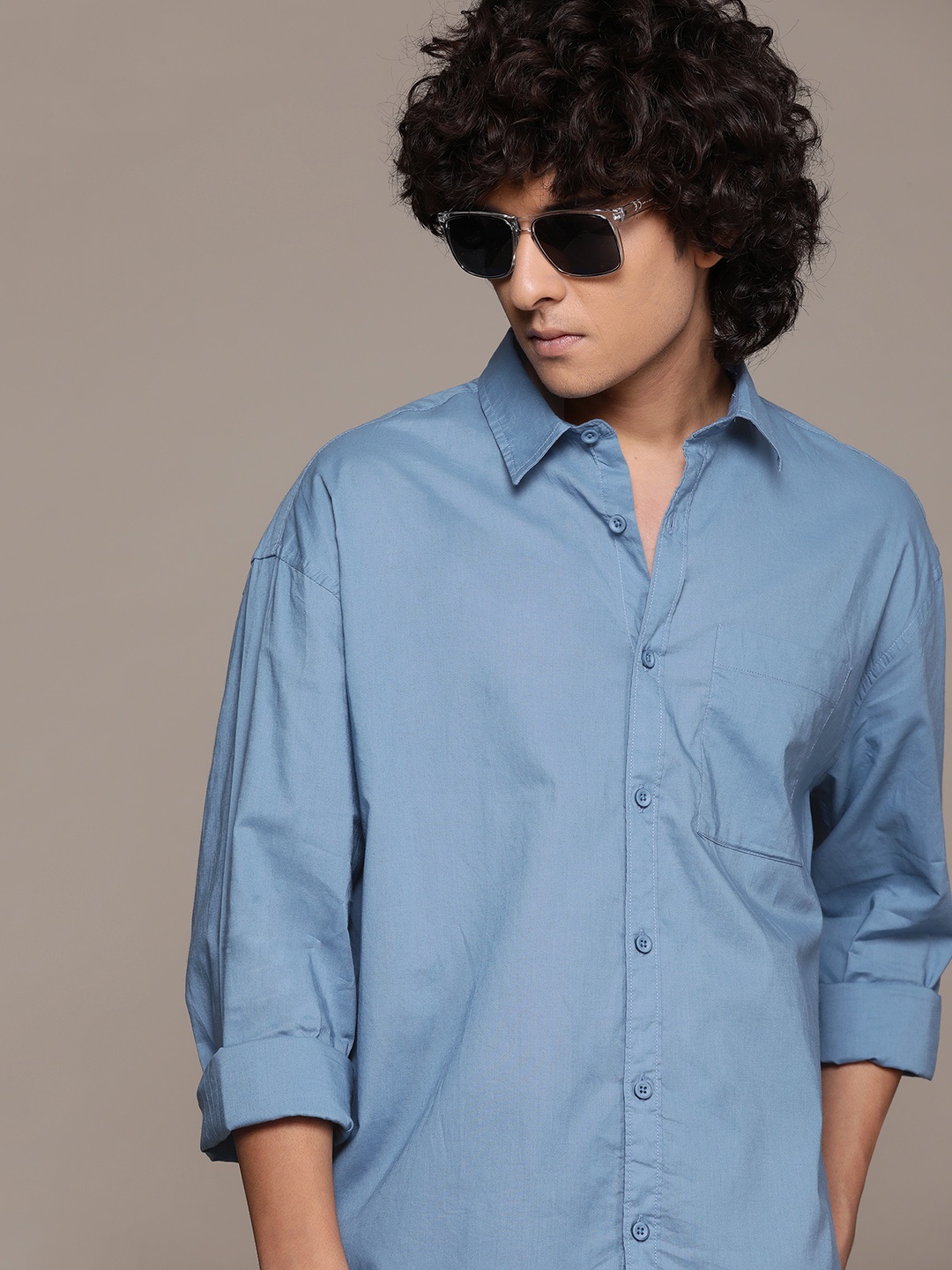 

R.Code by The Roadster Life Co. Pure Cotton Casual Shirt, Blue