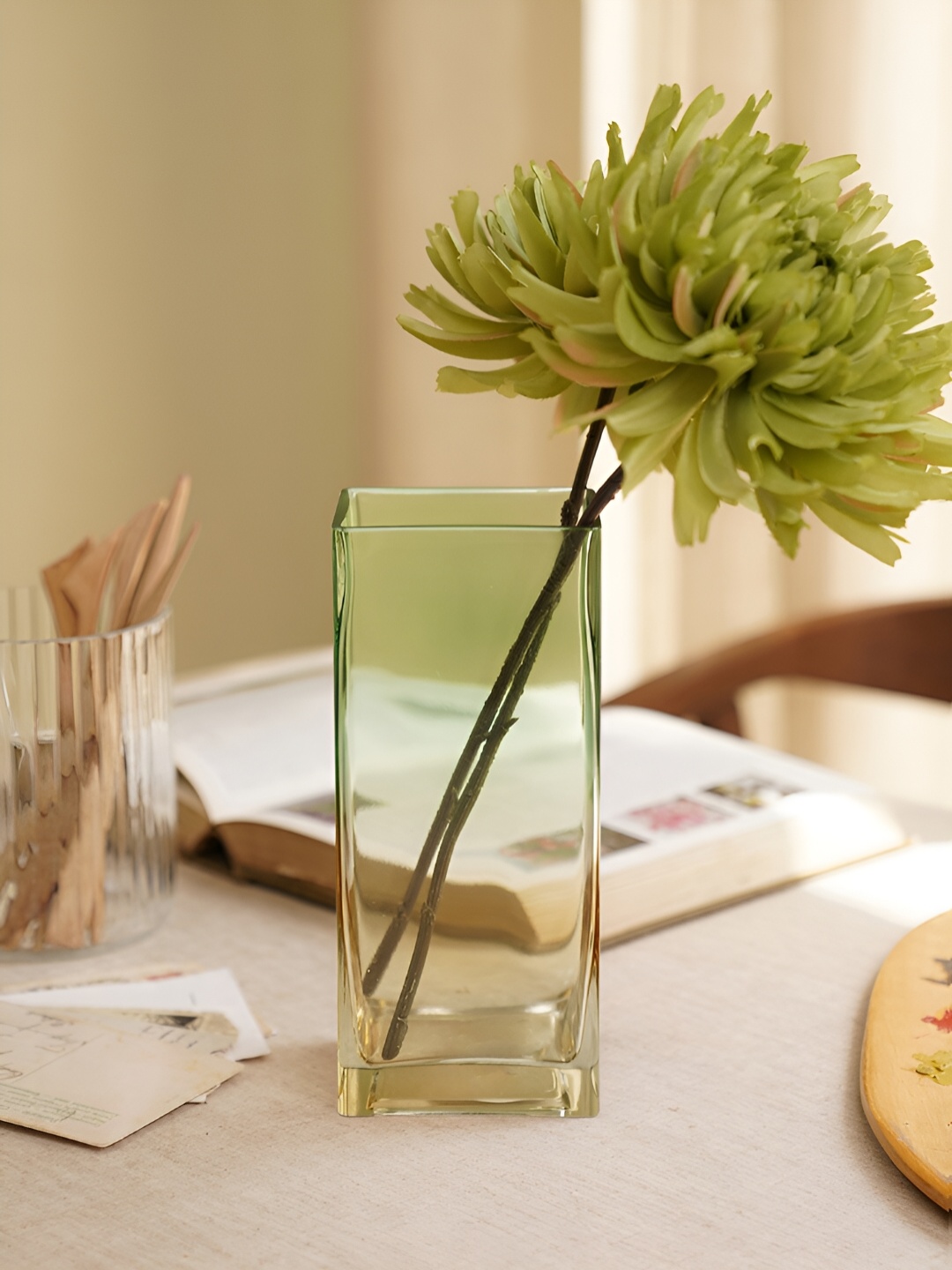 

Pure Home and Living Green & Yellow Ombre Rectangular Glass Vase