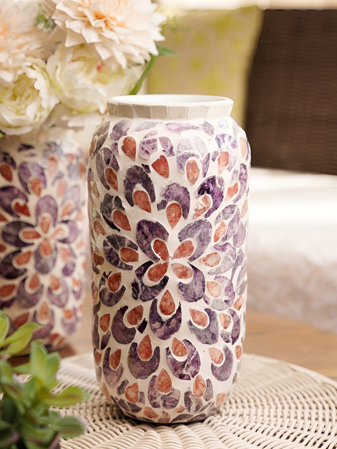 

Pure Home and Living Pink & Purple Mother Of Pearl Ceramic Large Vases