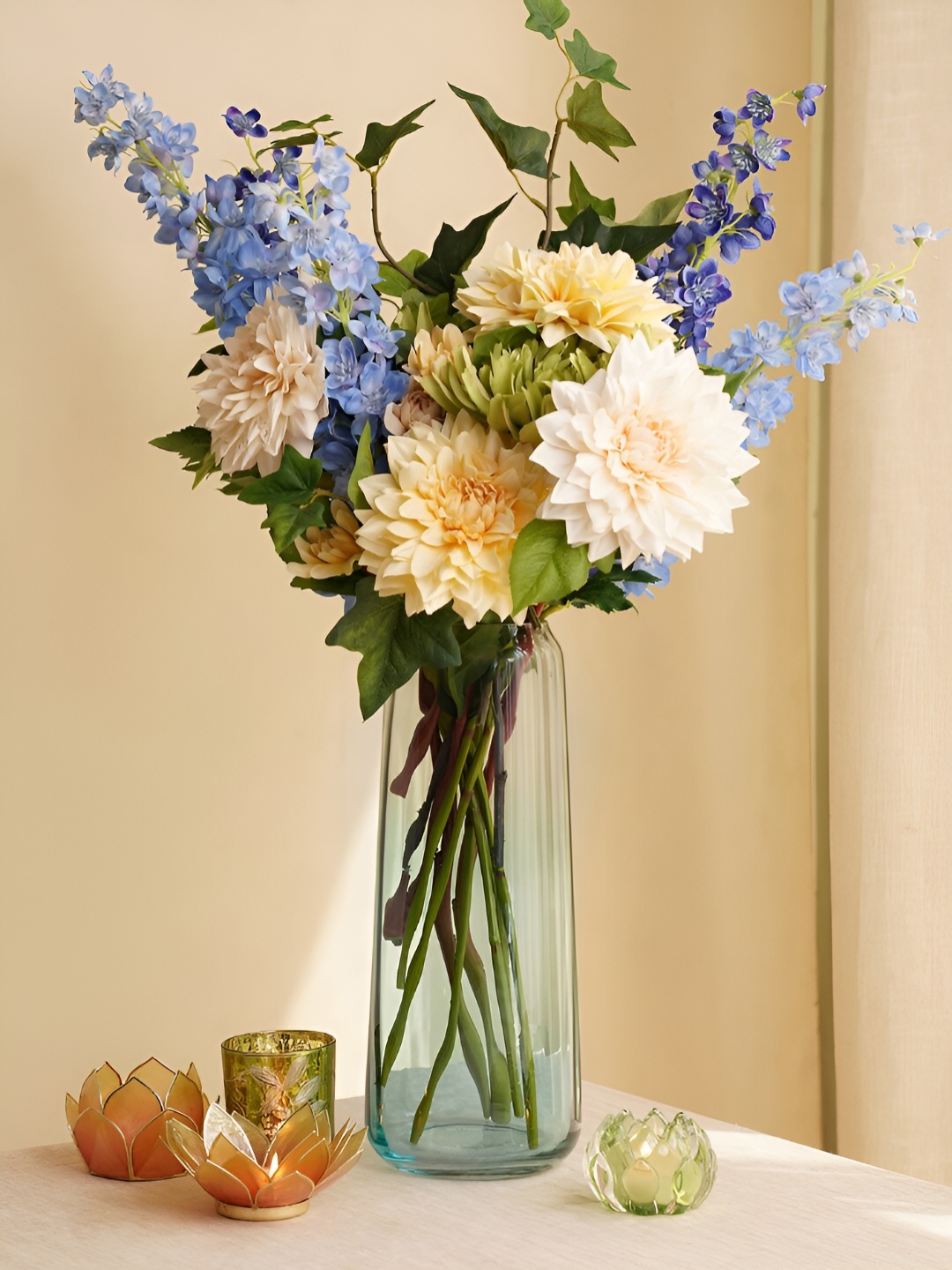 

Pure Home and Living Blue & Green Ombre Ribbed Flower Vase
