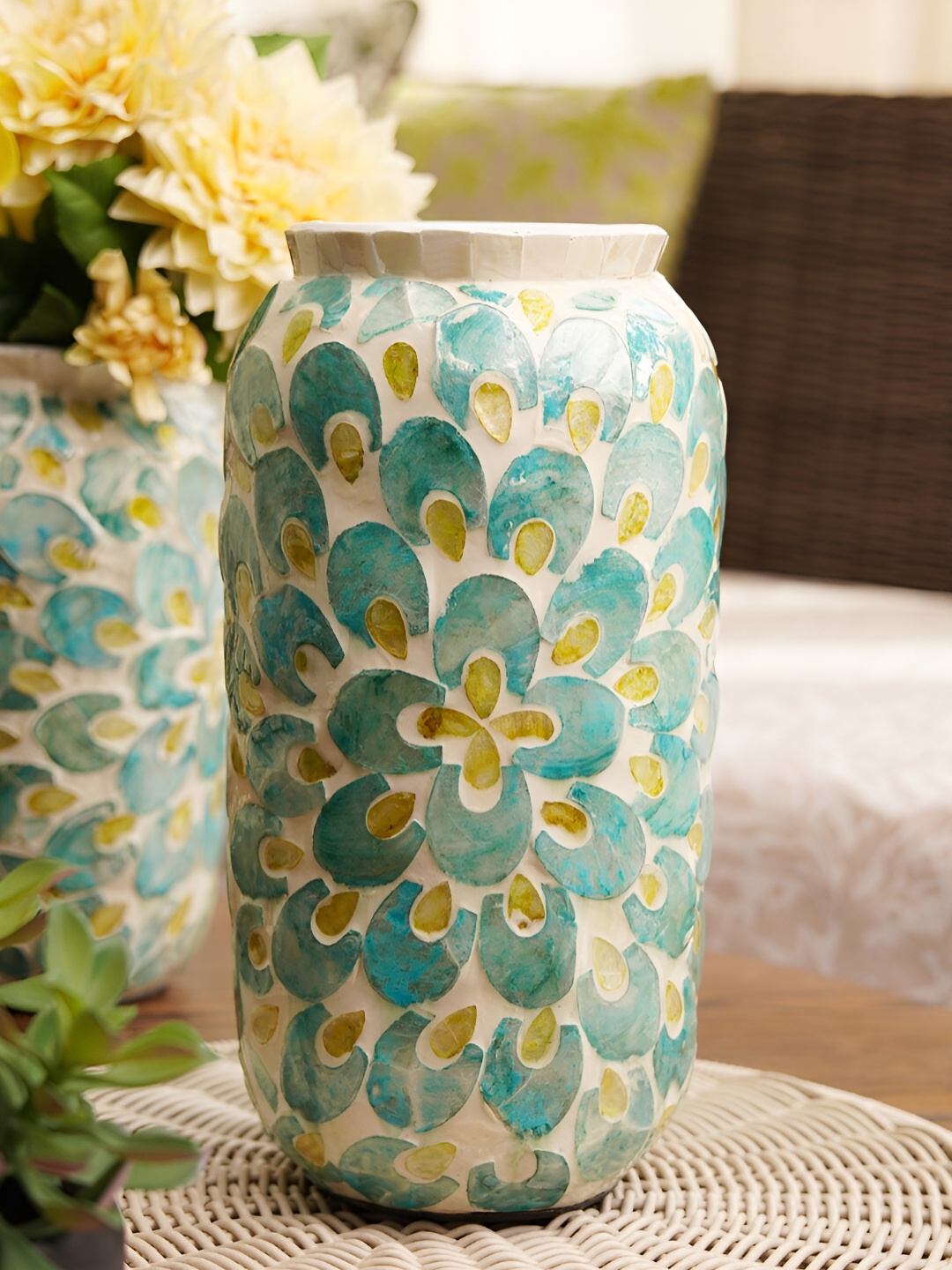 

Pure Home and Living Blue Mother Of Pearl Ceramic Large Vase