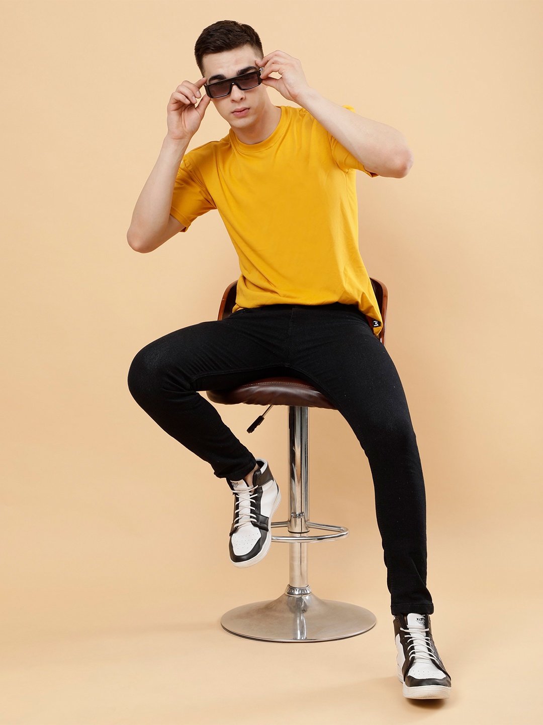 

PockMAN Polo Collar Bio Finish Cotton Oversized T-shirt, Mustard