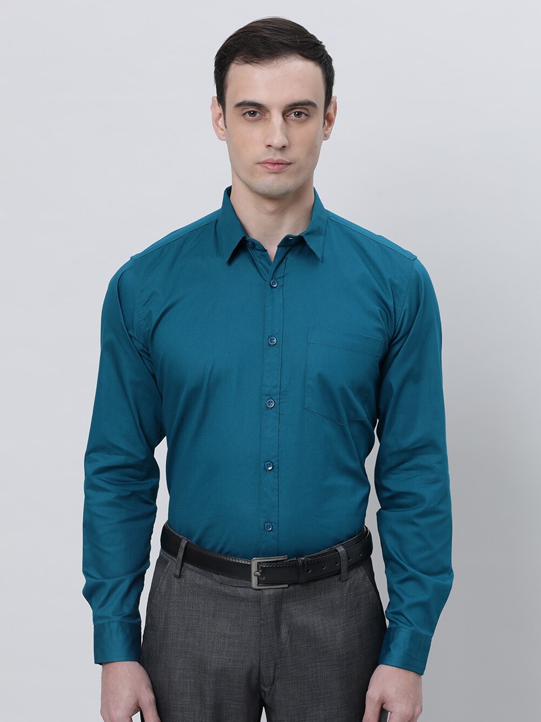 

THE SOUL PATROL Spread Collar Pure Cotton Formal Shirt, Blue