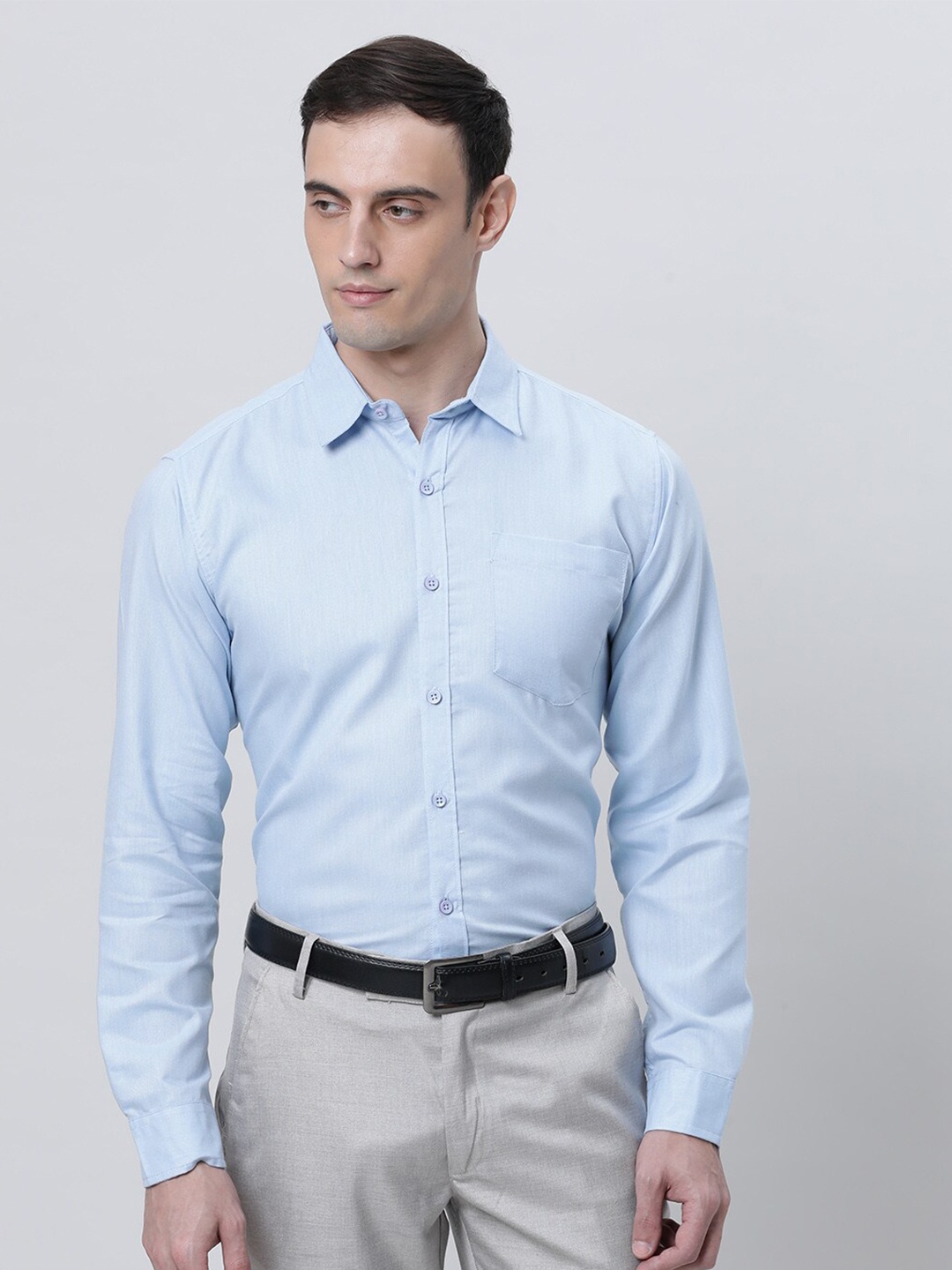 

THE SOUL PATROL Spread Collar Pure Cotton Formal Shirt, Blue