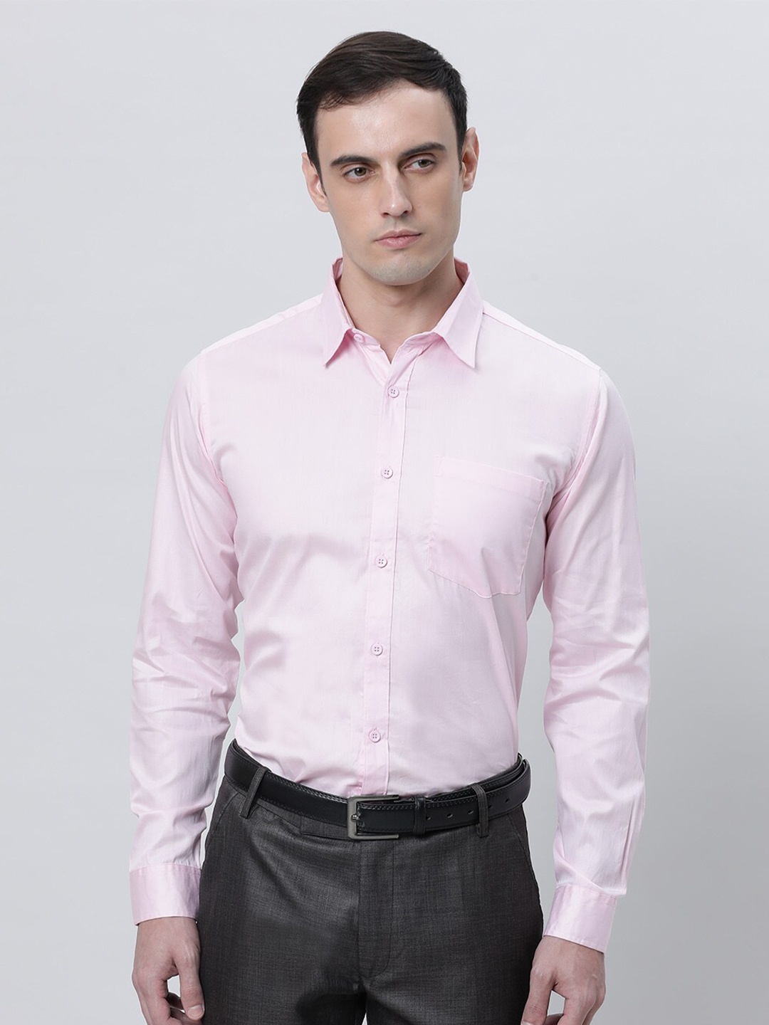 

THE SOUL PATROL Opaque Spread Collar Regular Fit Pure Cotton Formal Shirt, Pink