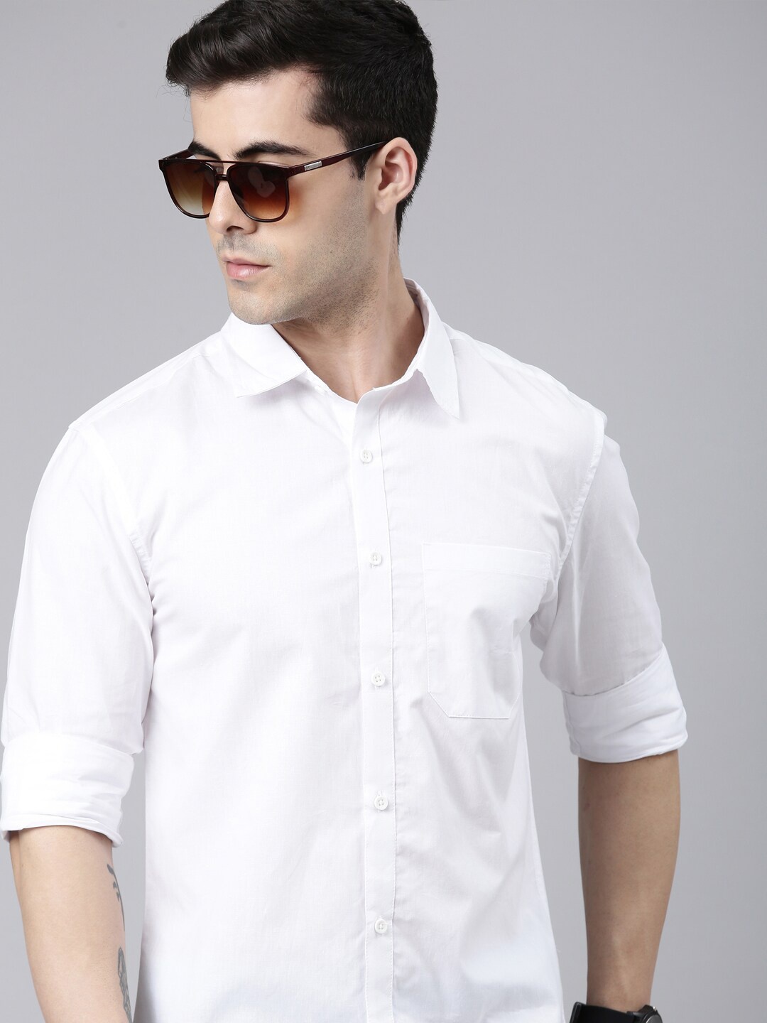 

THE SOUL PATROL Spread Collar Regular Fit Pure Cotton Casual Shirt, White