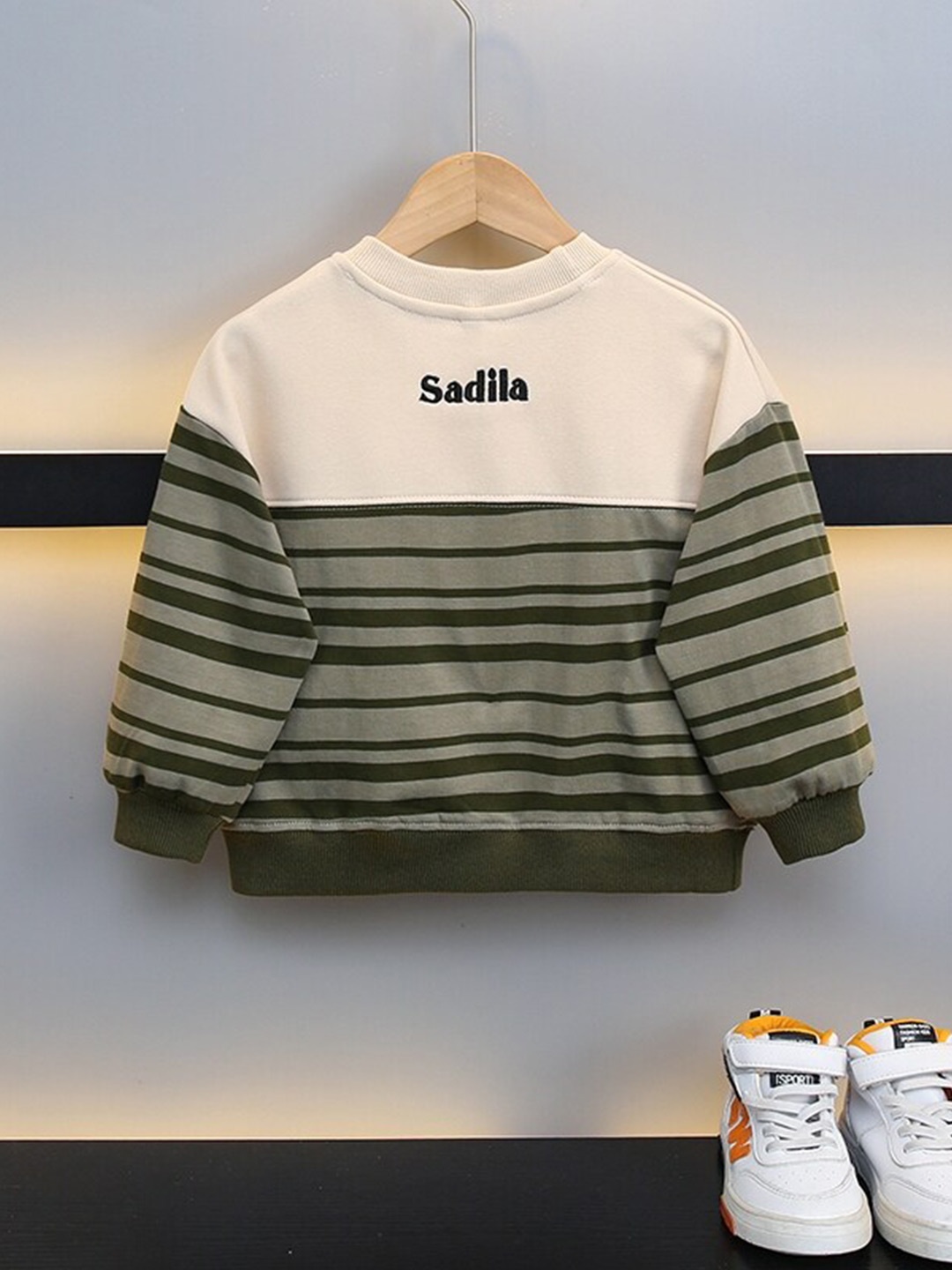 

StyleCast x Revolte Boys Striped Cotton Pullover, Green