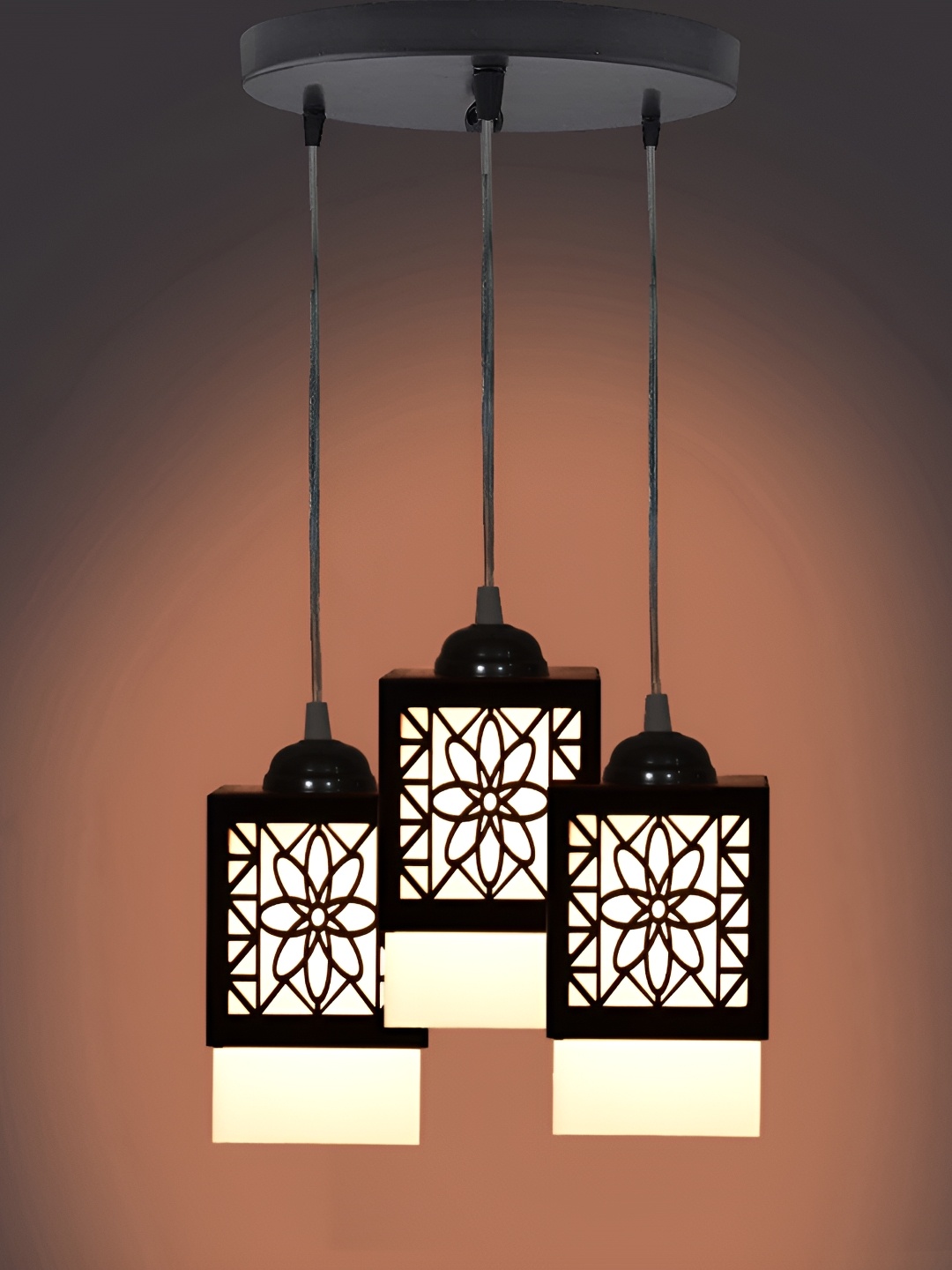 

1ST TIME Black & White Textured Wooden Rectangle Shaped Contemporary Ceiling Lamp