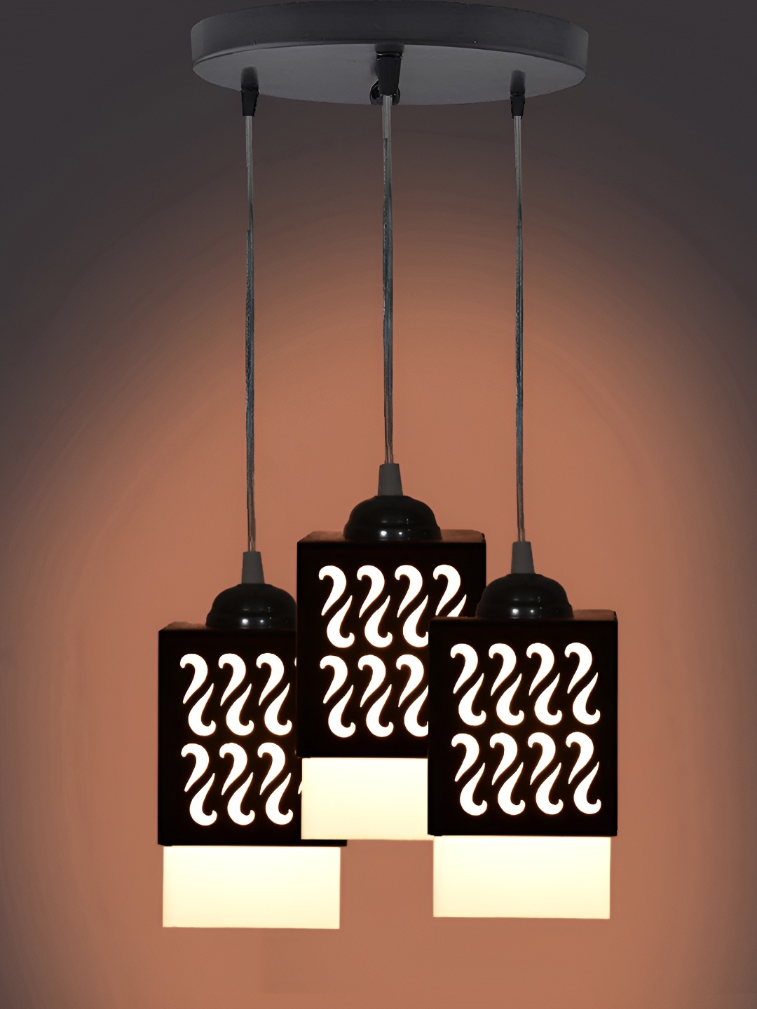 

1ST TIME Black & White Textured Wooden Rectangle Shaped Contemporary Ceiling Lamp