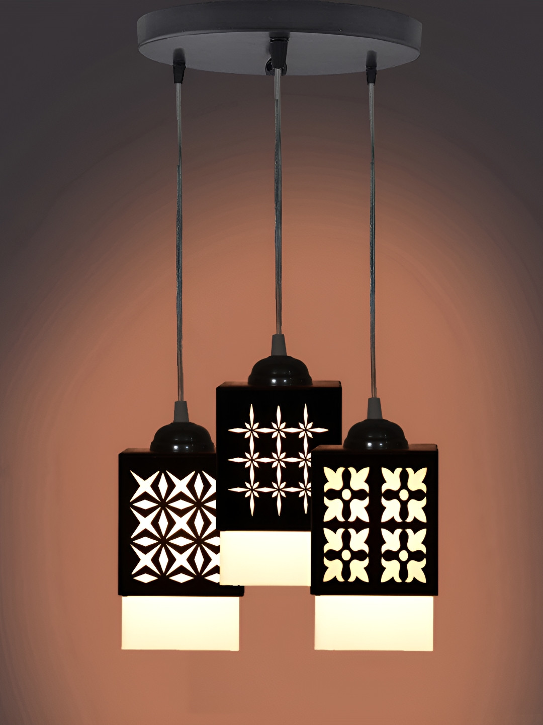 

1ST TIME Black & White Textured Wooden Rectangle Shaped Contemporary Ceiling Lamp