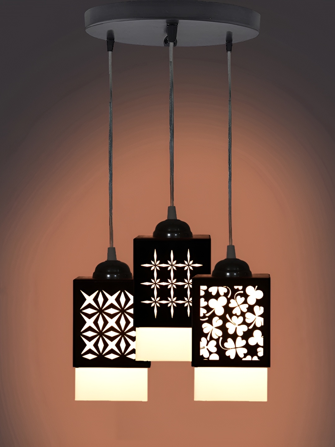 

1ST TIME Black & White Textured Wooden Rectangle Shaped Contemporary Ceiling Lamp